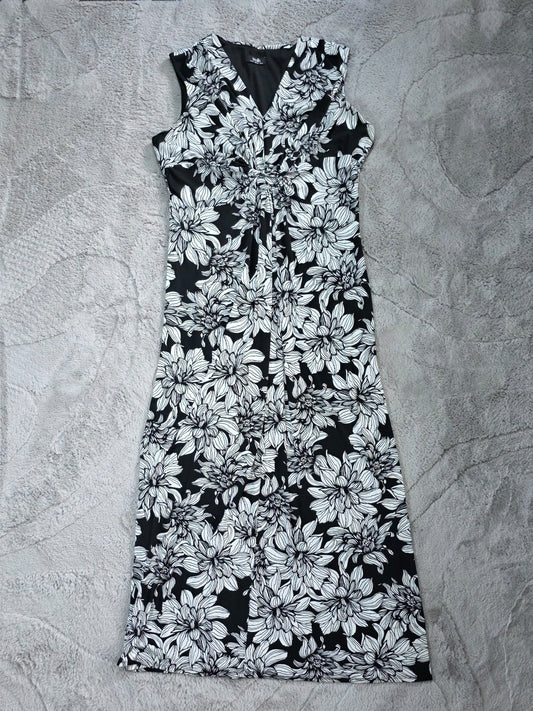 Wallis Maxi Dress Women’s Black White Floral Sleeveless Summer Size 16