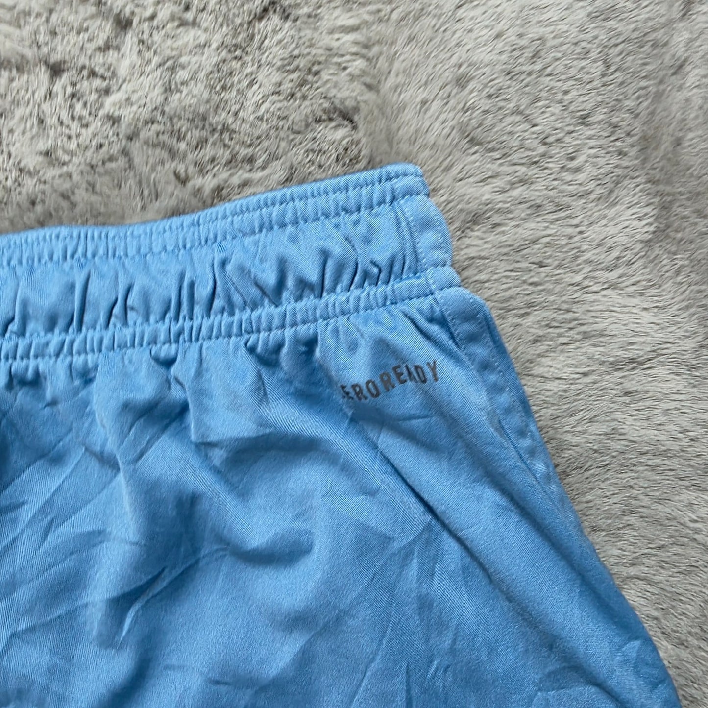 Adidas Aeroready Sports Shorts Blue White Mesh Trim Size M W26 Gym Running Light