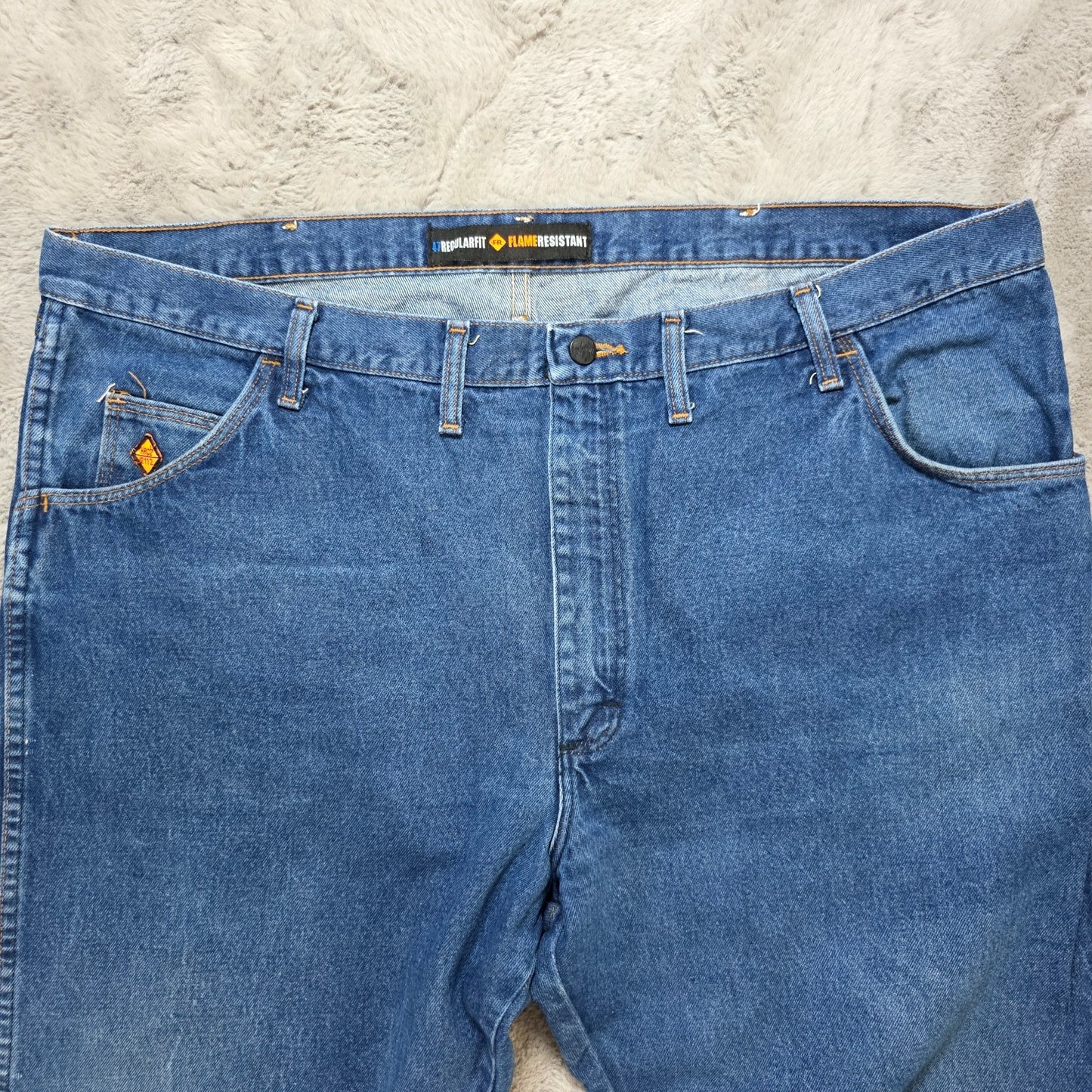 Wrangler FR Flame Resistant Jeans W44 L32 Blue Denim Relaxed Fit FR47MLW Mexico