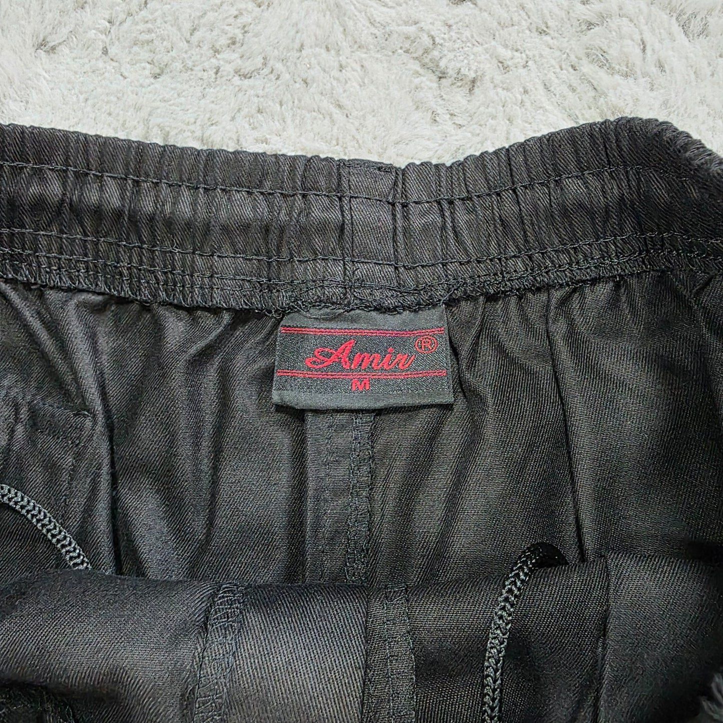 Amir Men’s Black Cargo Shorts Elasticated Waist W32 Long Inseam 14” L26