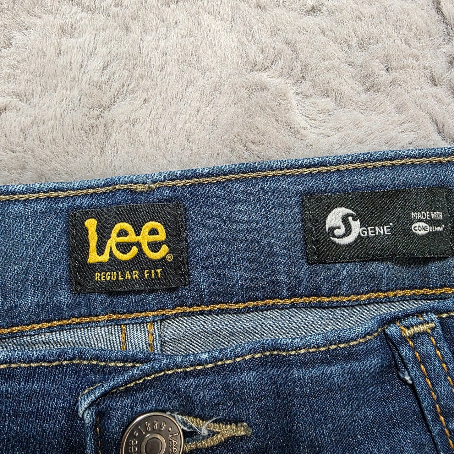 Lee Jeans Regular Fit Blue Denim W38 L29 Zip Fly Straight Leg Mexico 2009540