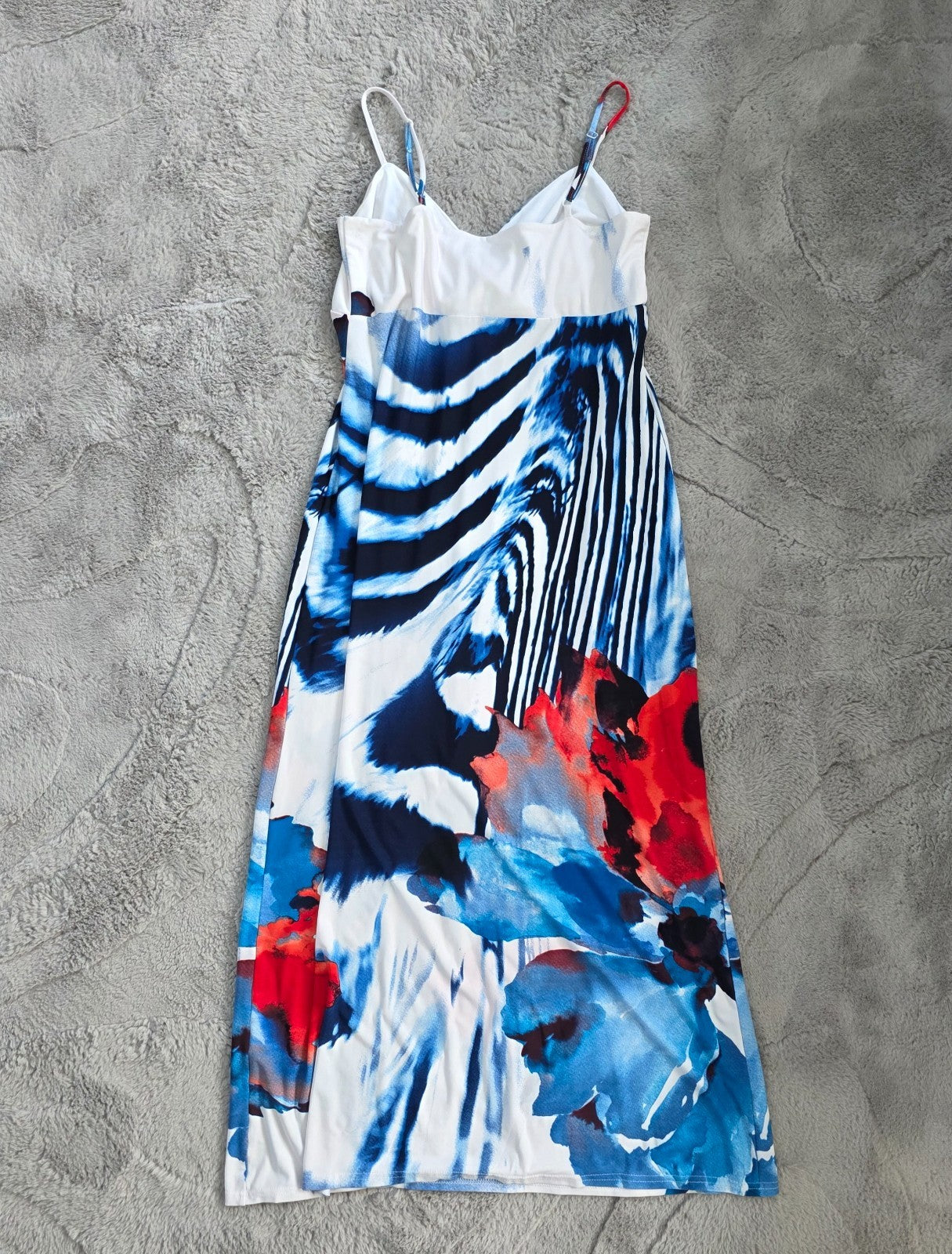 Kaleidoscope Maxi Dress Women’s Red White Blue Sleeveless Summer Size 16
