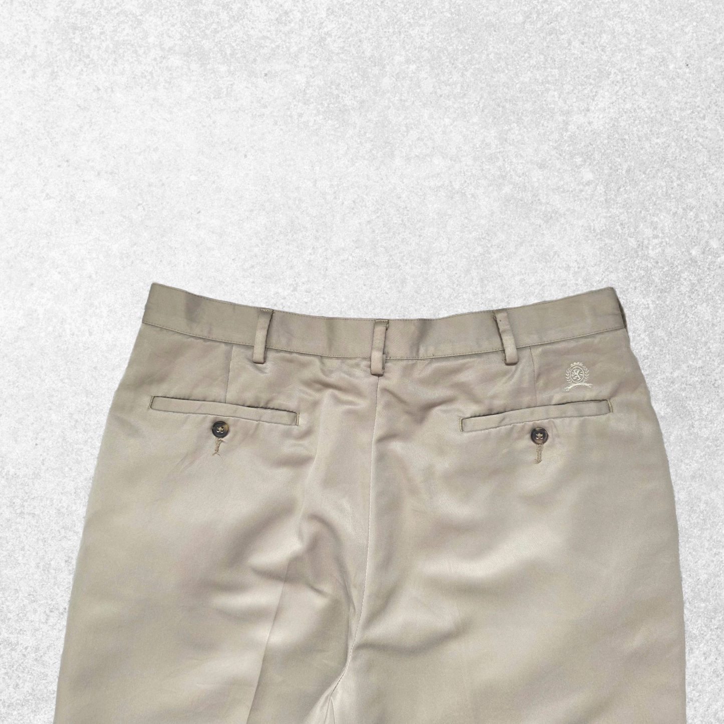 Vintage Tommy Hilfiger Trousers Mens Beige Chinos W34 L29 Smart Cotton Crest 00s