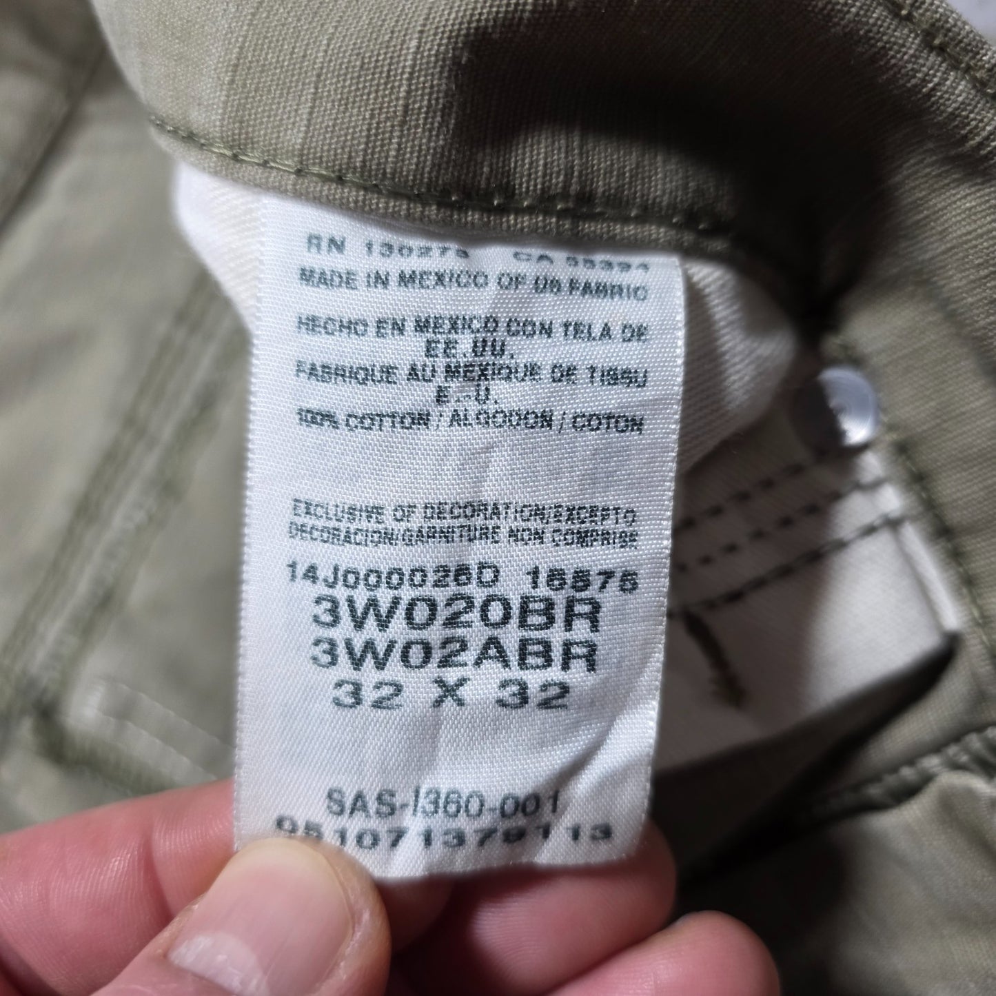 Wrangler Riggs Workwear carpenter trousers khaki-olive W32 L32 mens straight leg