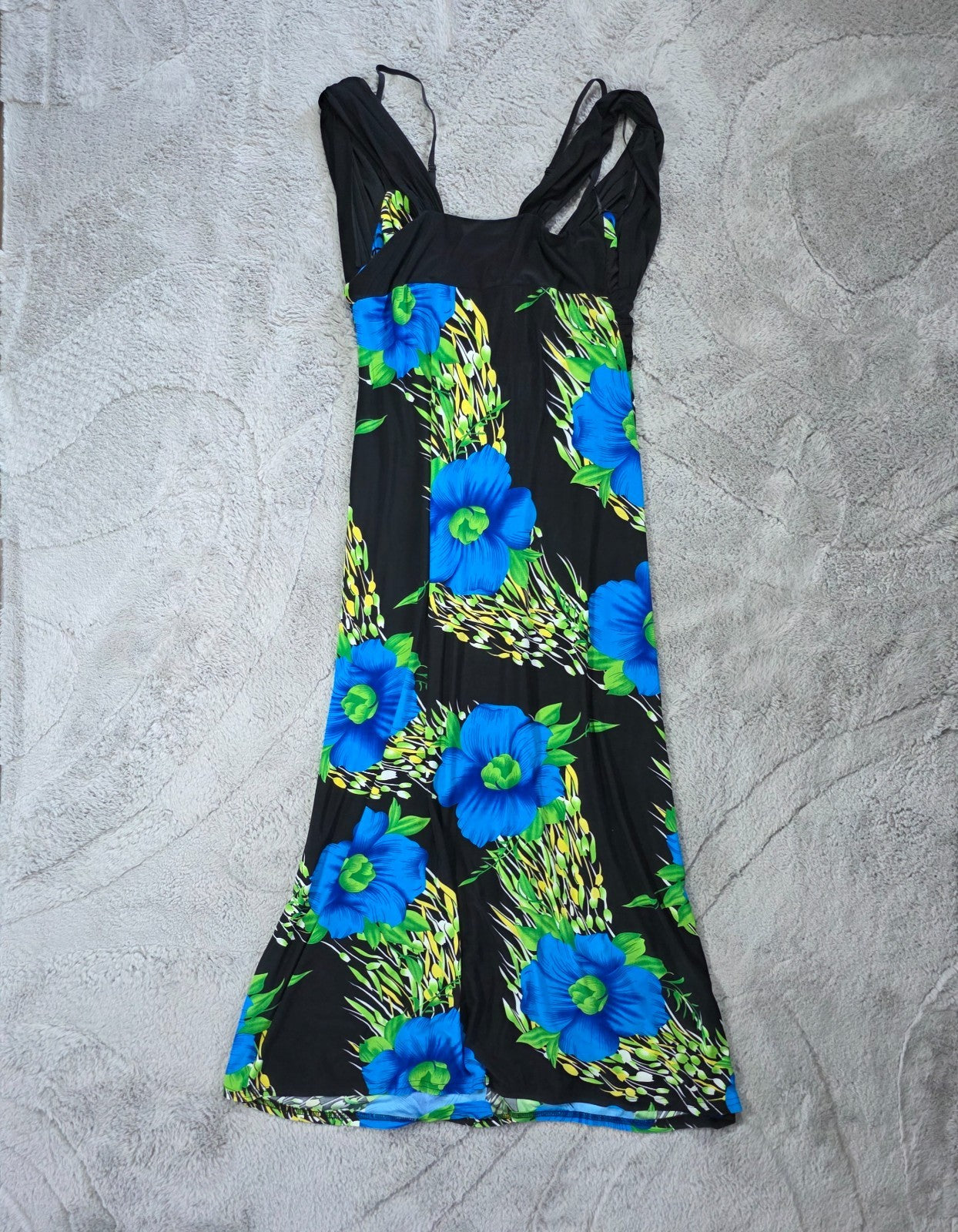 Lady Rich London Maxi Dress Women’s Black Blue Green Floral Sleeveless Size 16