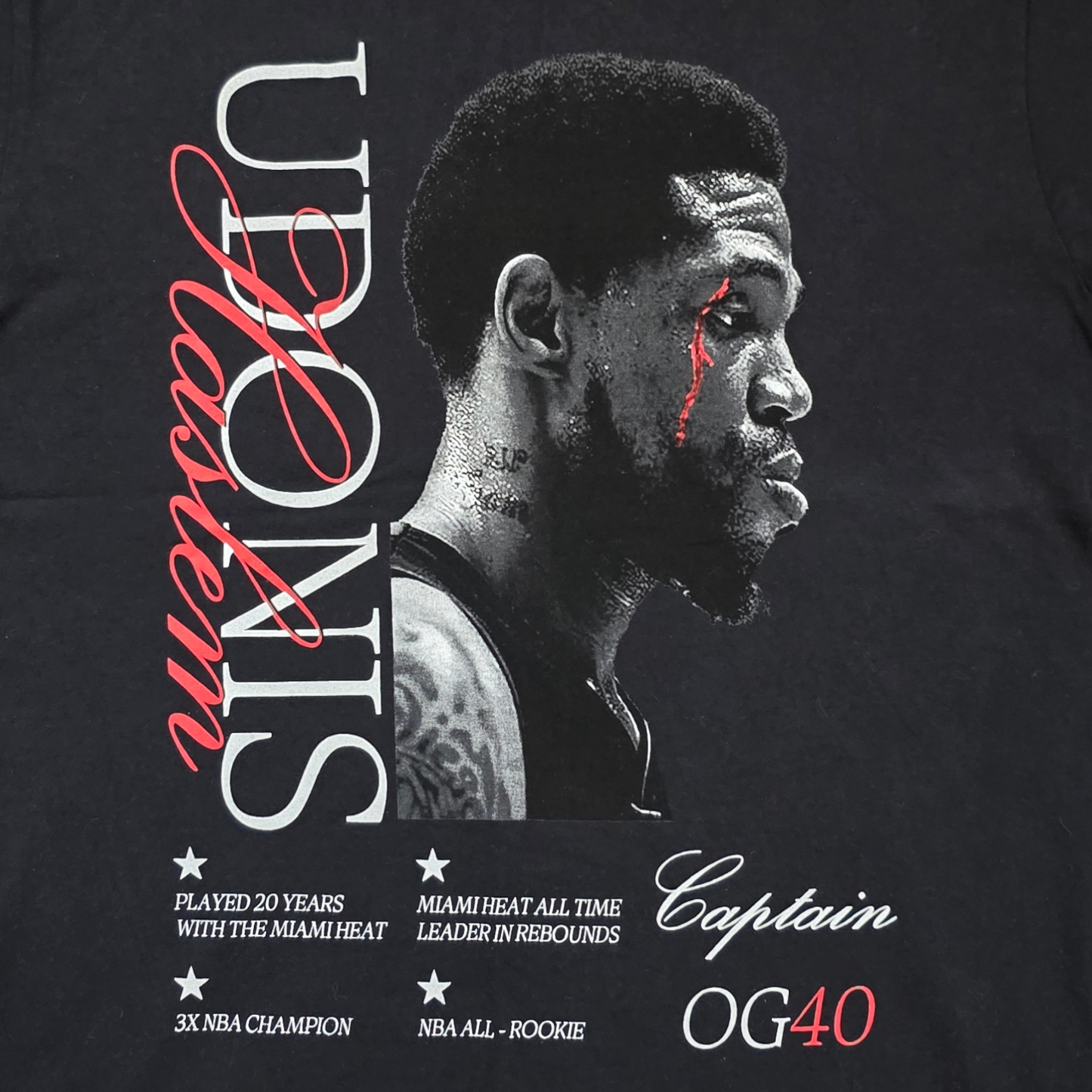Udonis Haslem Tribute T-Shirt Black Size L Miami Heat OG40 NBA Lyfe Brand Cotton