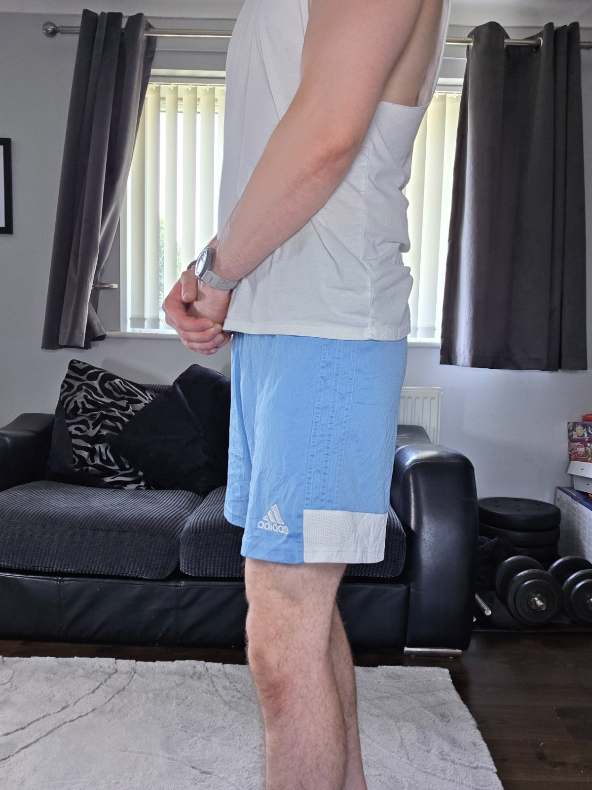 Adidas Aeroready Sports Shorts Blue White Mesh Trim Size M W26 Gym Running Light