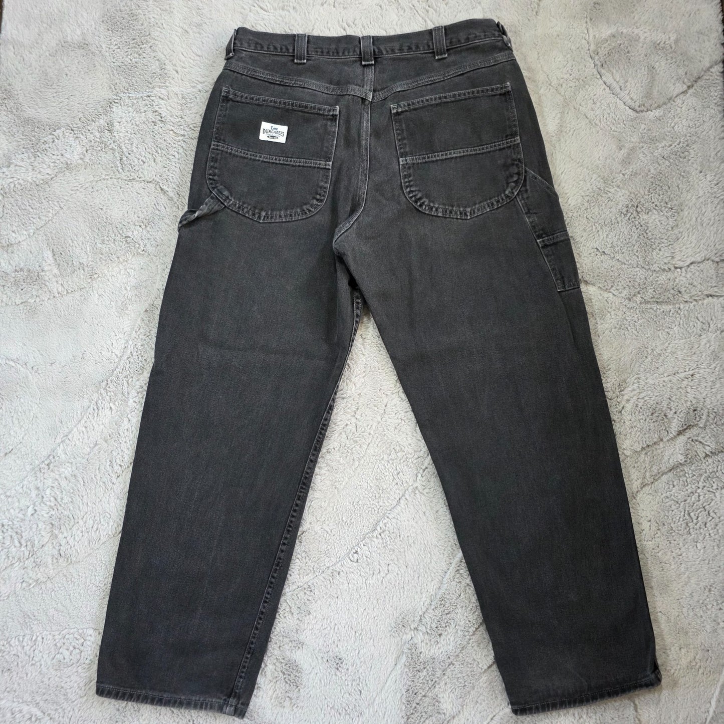 Vintage Lee Dungarees Carpenter Jeans Black W36 L32 Straight Leg USA Made