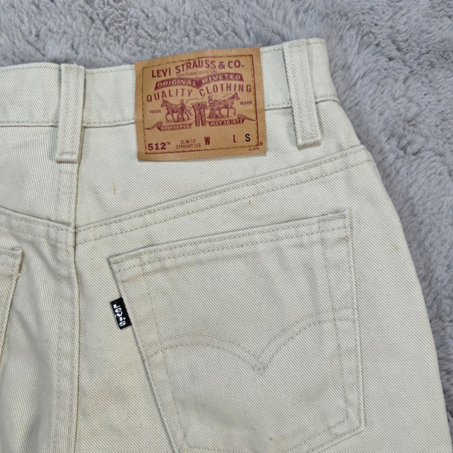 Vintage Levi’s 512 Slim Fit Jeans Beige W26 L30 USA Made (M430)