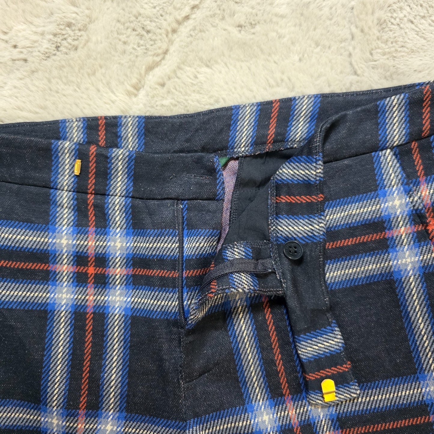 Lauren Ralph Lauren Blue Red Check Slim Trousers W33 L27 Stretch Smart UK 14–16