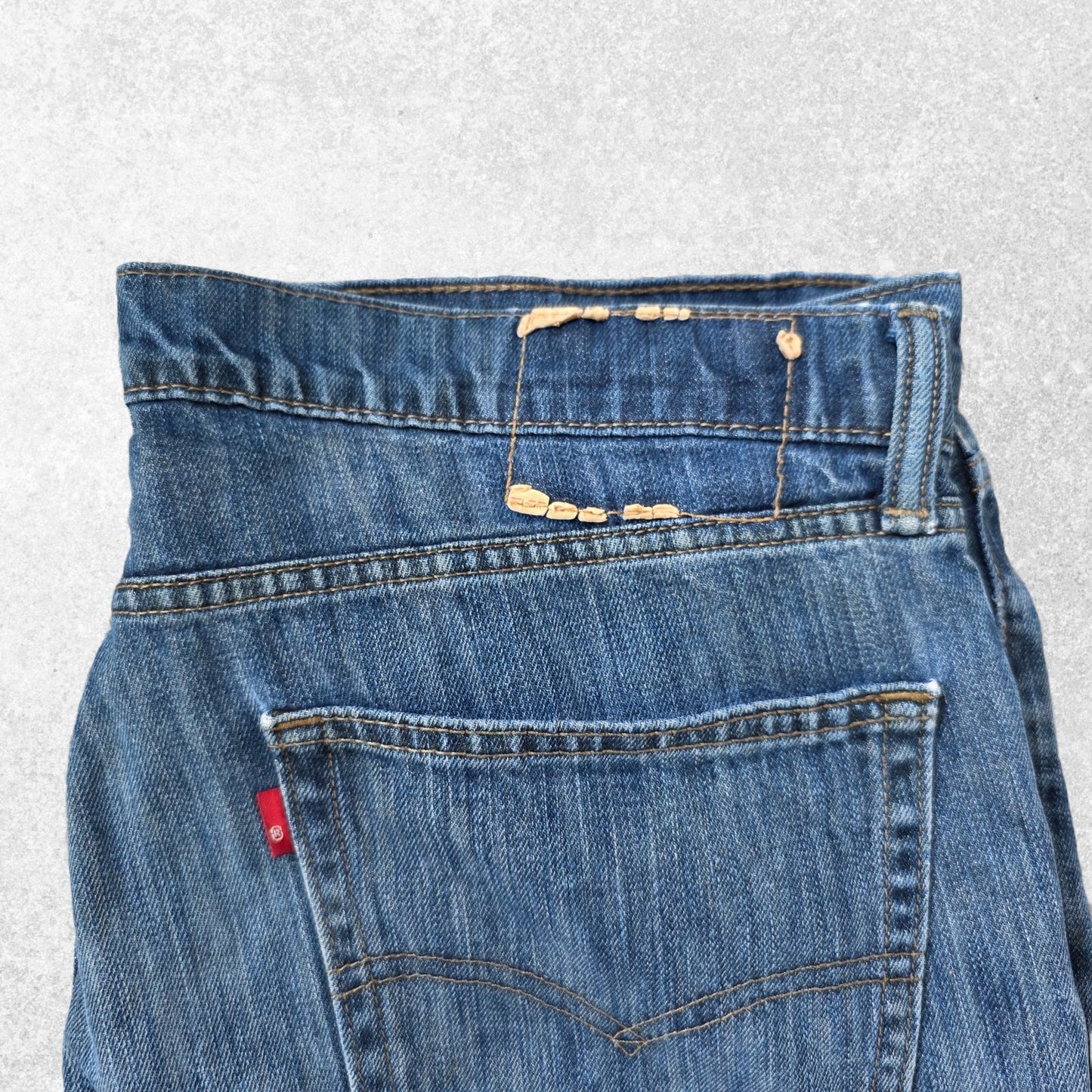 Levi’s 511 Slim Fit Cut Off Jeans W36 L26 Raw Hem Red Tab Distressed Blue