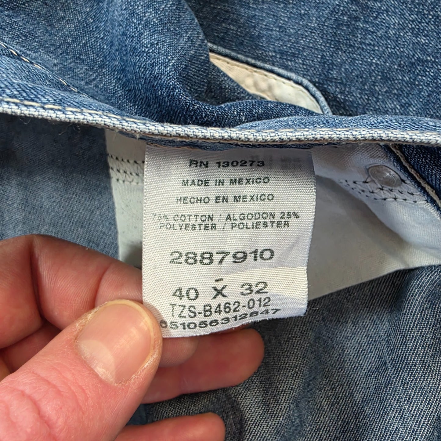 Lee Carpenter Jeans Blue W40 L32 Relaxed Fit Straight Leg Mexico