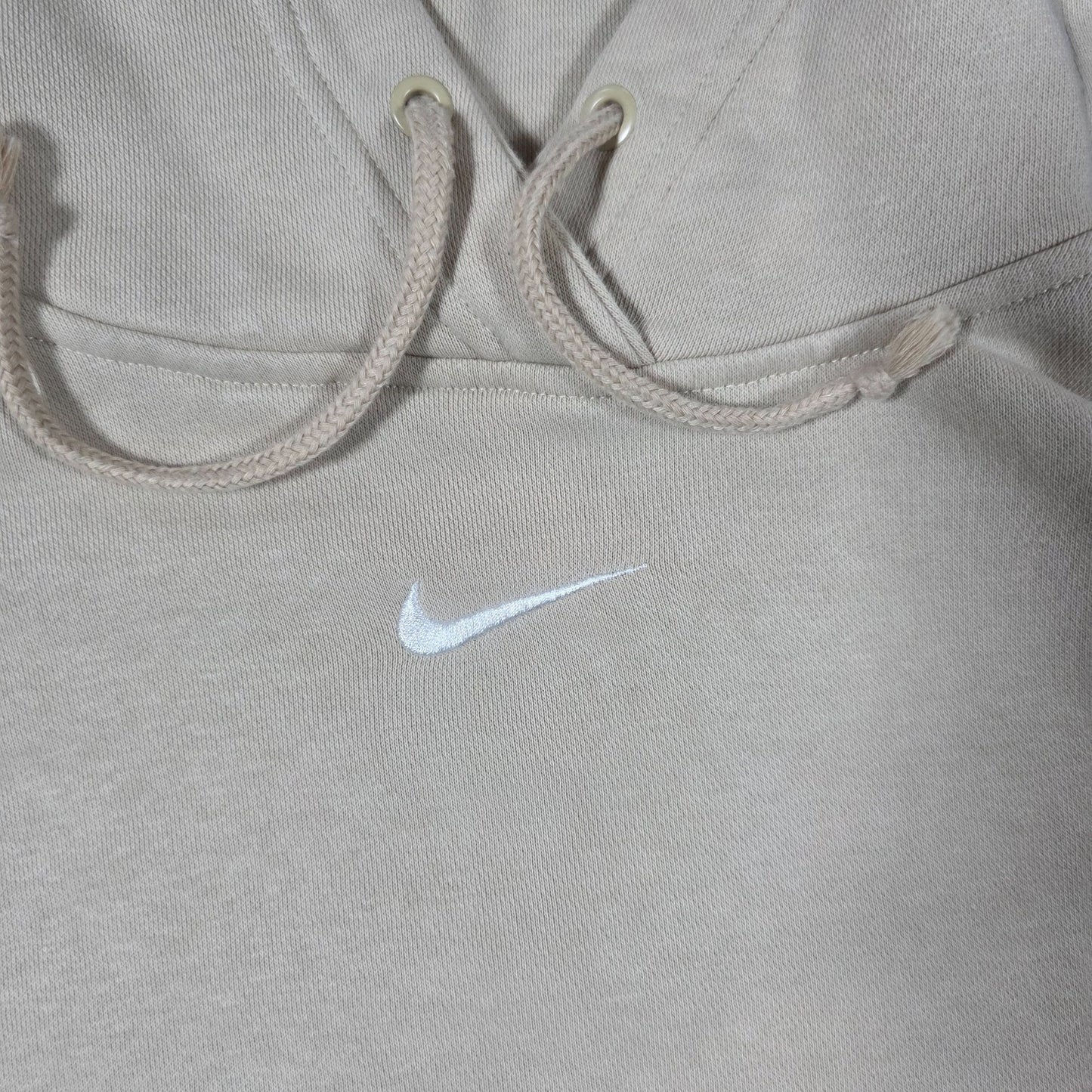 Nike Men’s Cream Hoodie Size S Oversized Fit 80% Cotton Embroidered Swoosh
