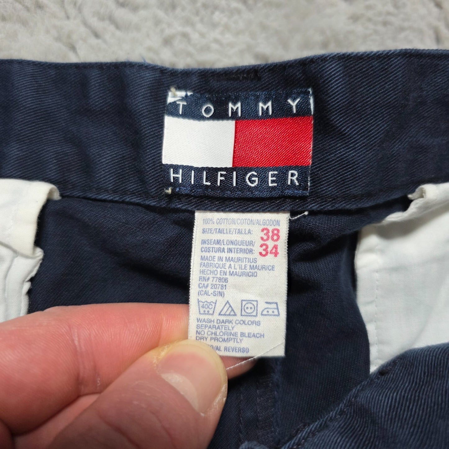 Vintage 2002 Tommy Hilfiger Blue Chino Trousers W38 L34 Cotton Mauritius