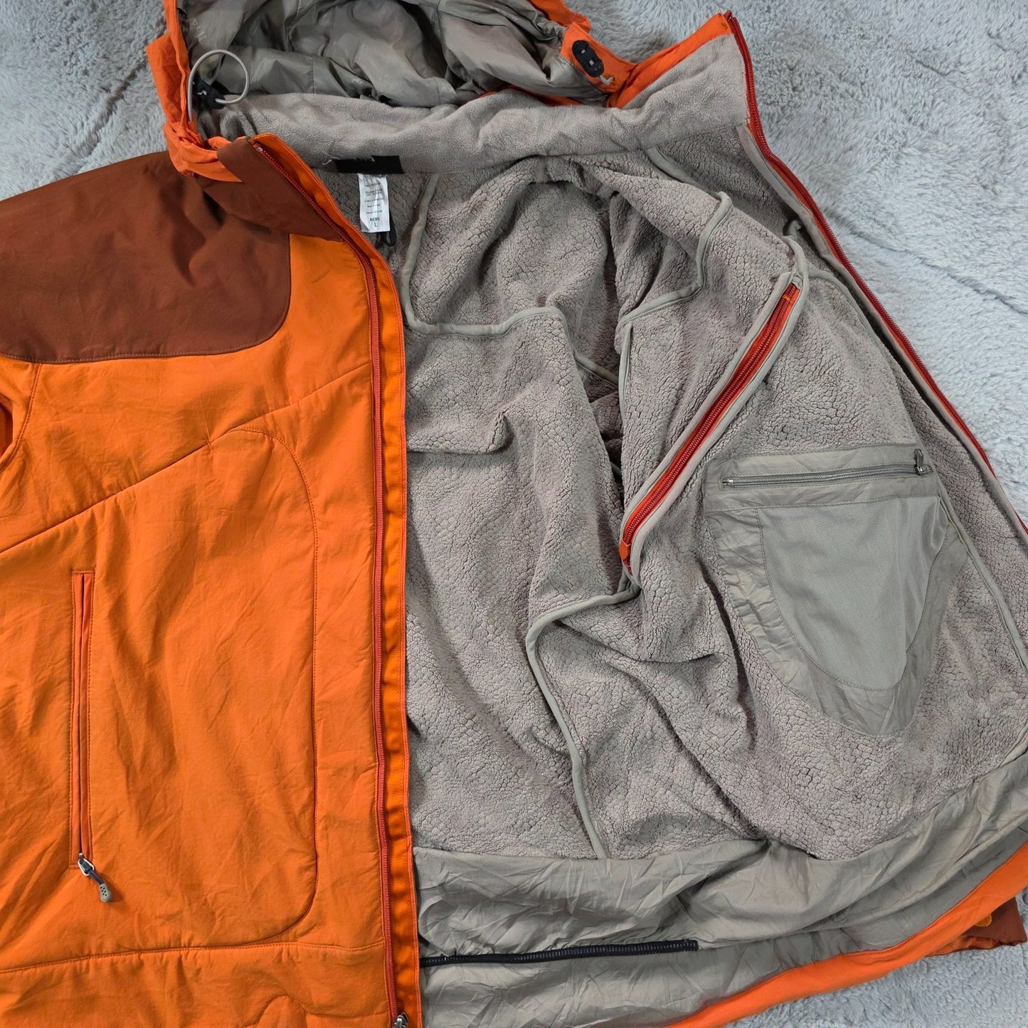 Patagonia Vintage Ski Jacket L Orange Technical Fleece Lined Hooded