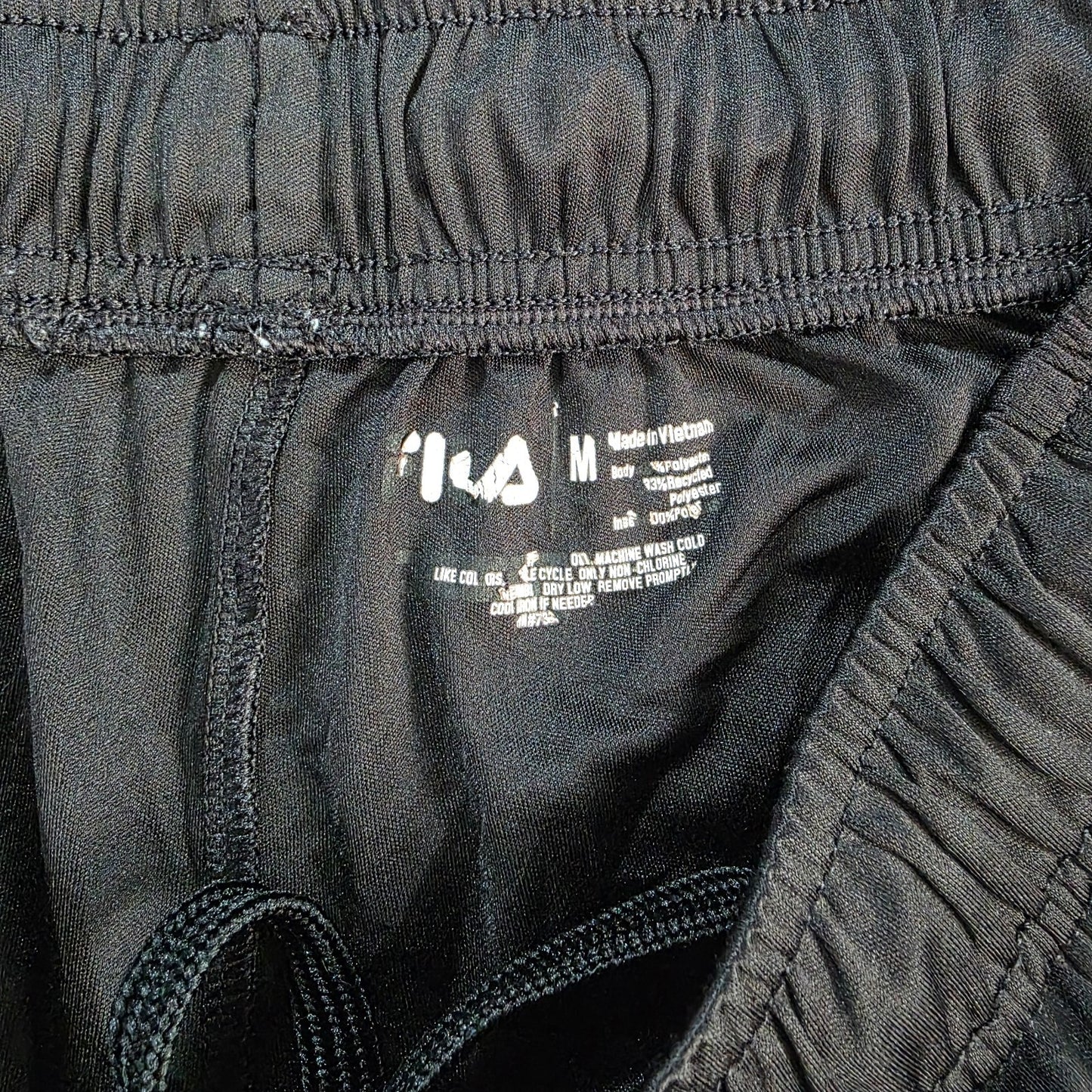Fila Black Sports Shorts Size M W28 Made in Vietnam Mesh Panel Gymwear