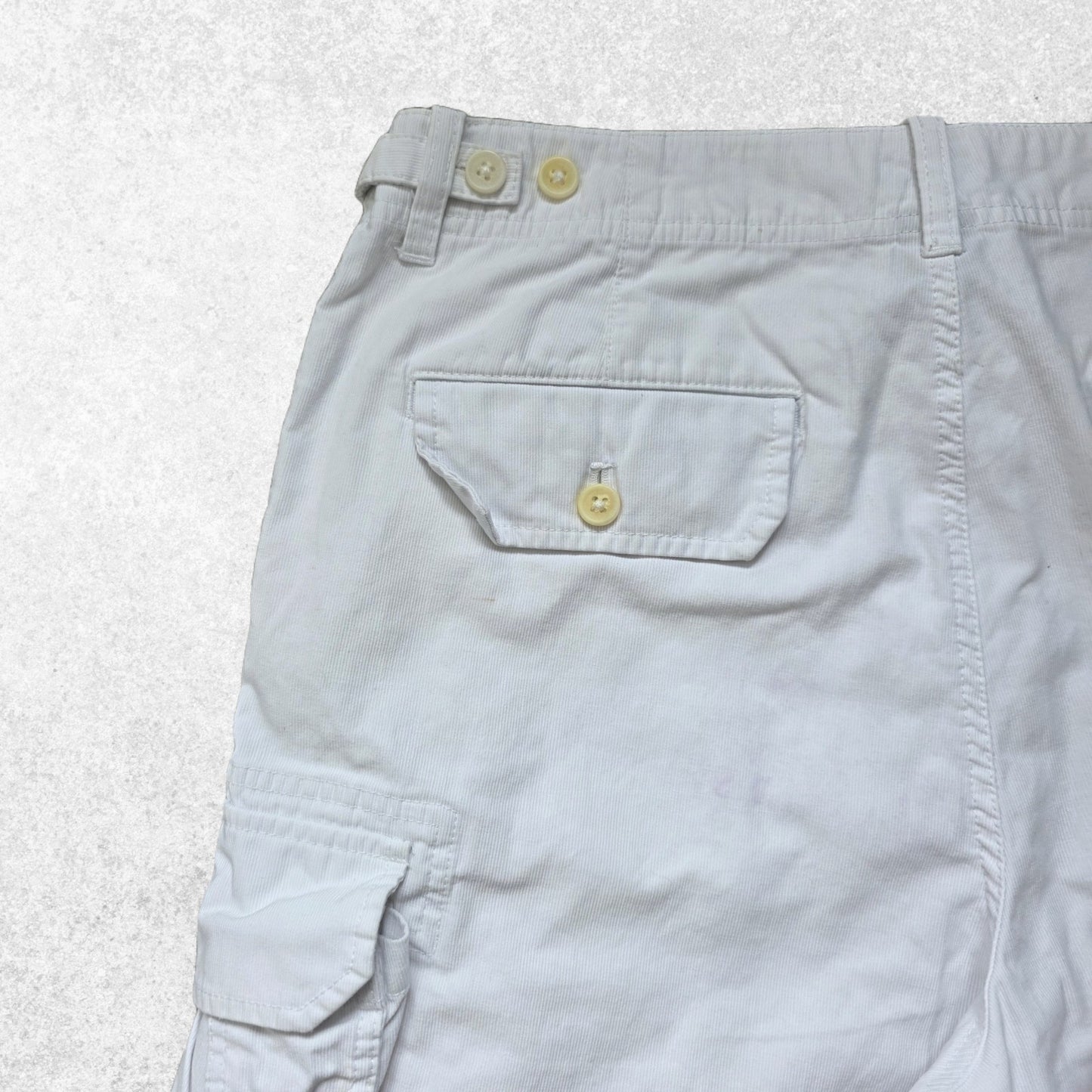 Izod White Cargo Shorts W34 Utility Style 100% Cotton Summer Casual USA Brand