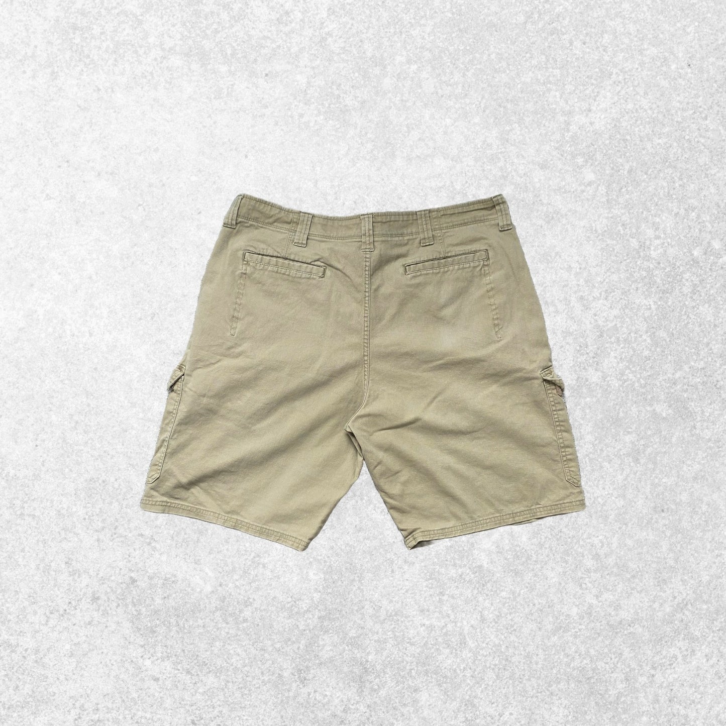 Wrangler Relaxed Fit Khaki Cargo Shorts W36 Utility Pockets Stretch Cotton Summe