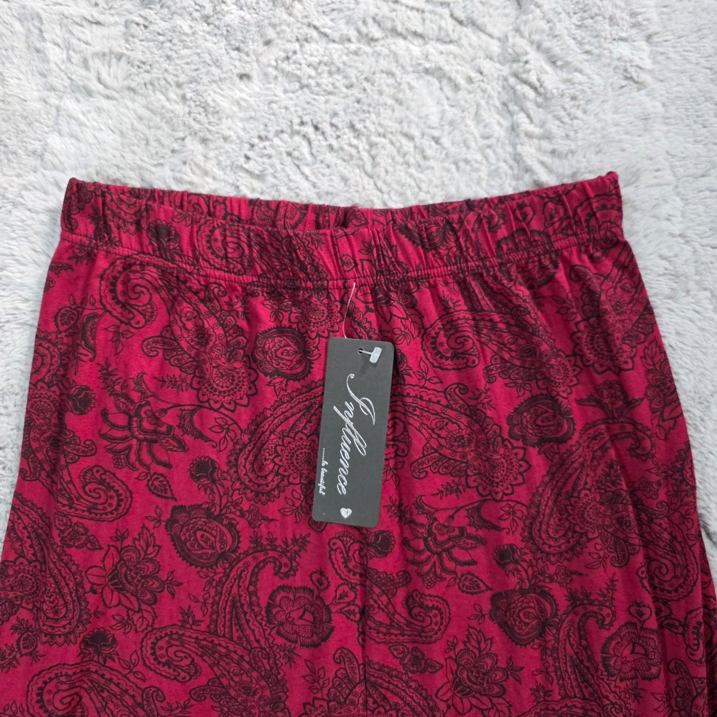 Influence Maxi Skirt Women’s Size B (UK 10–12) Black Red Floral Viscose NWT