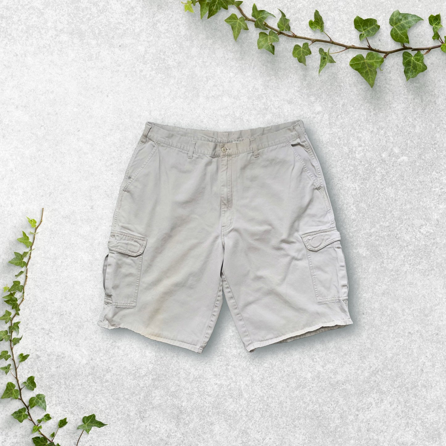 Dickies Cargo Shorts Beige W36 Utility Workwear Cotton Summer Pockets