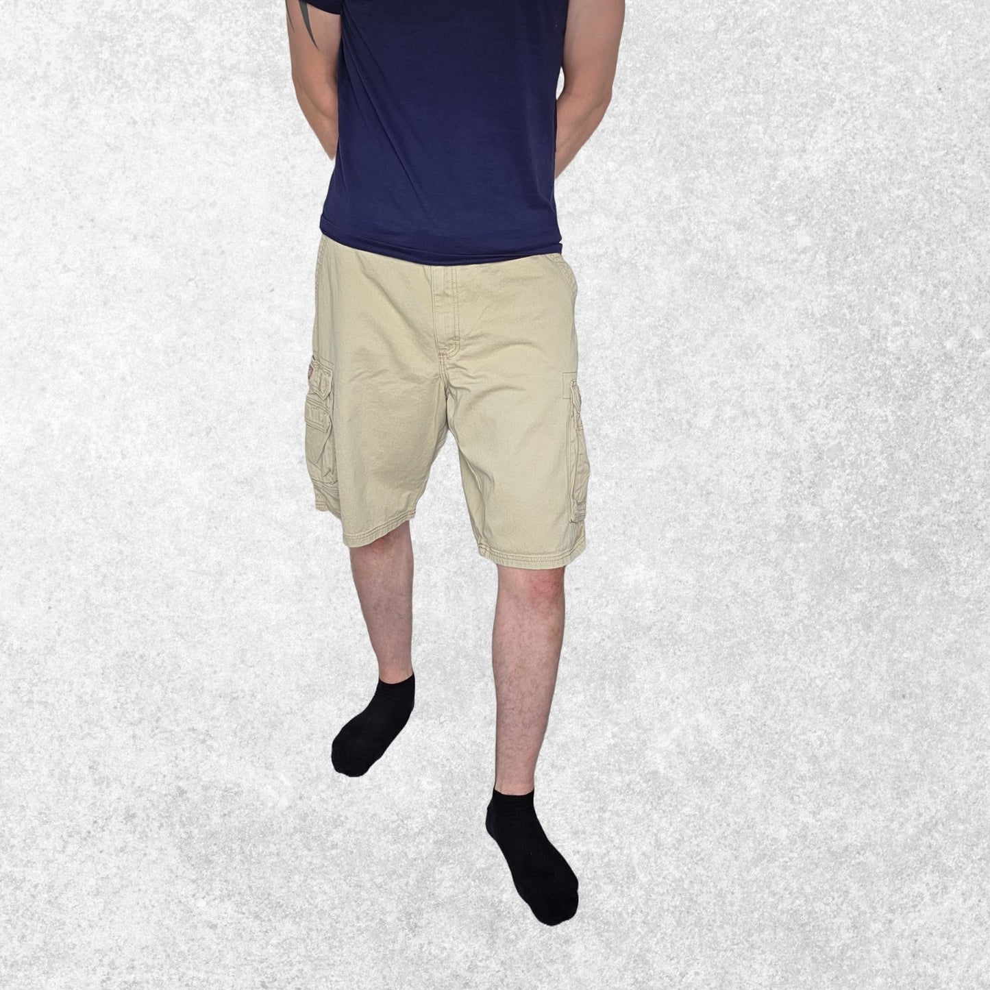 Lee Khaki Cargo Shorts W40 Utility Style 100% Cotton Summer Workwear Fit Beige