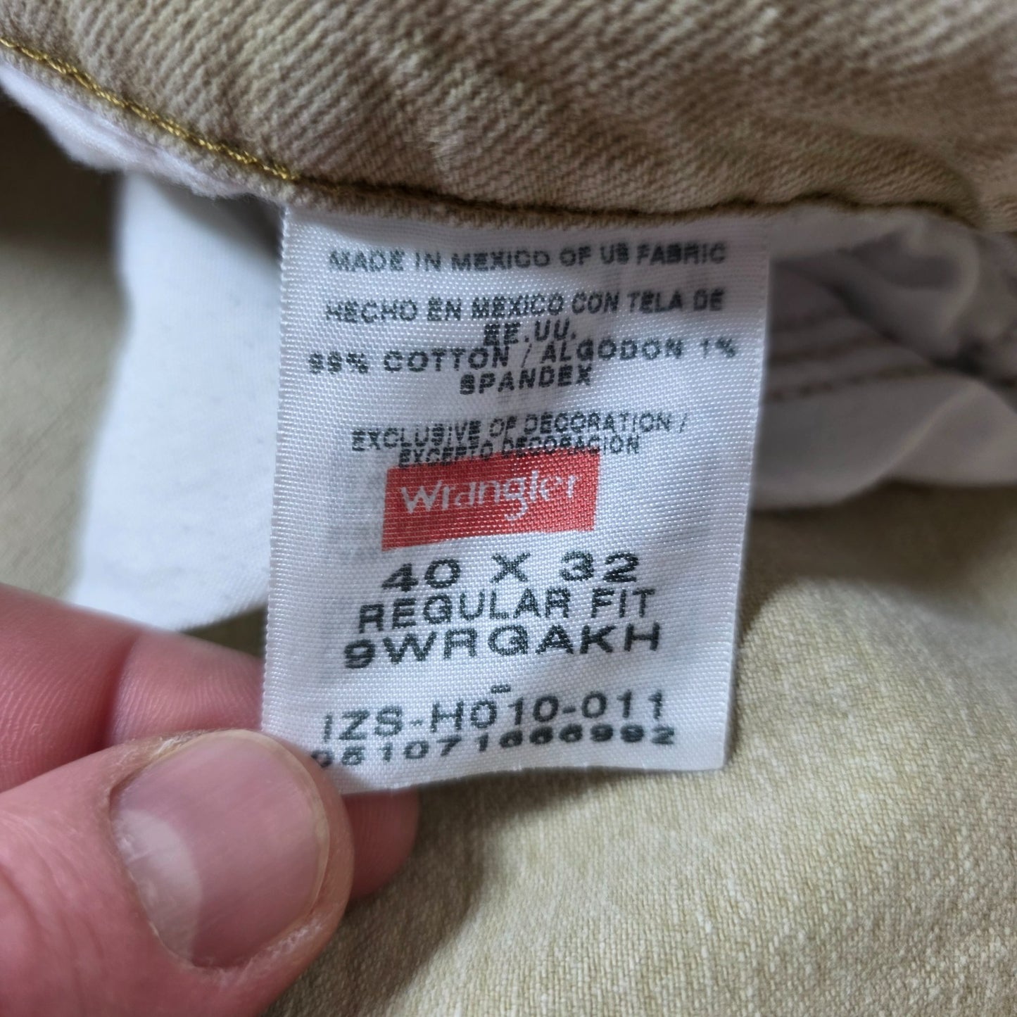 Wrangler Vintage 9WRGAKH Regular Fit Jeans Men's Beige W40 L32 Made in Mexico