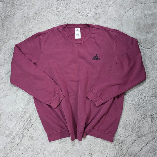 Adidas Sweatshirt Maroon 2XL – Embroidered Logo Crew Neck Jumper