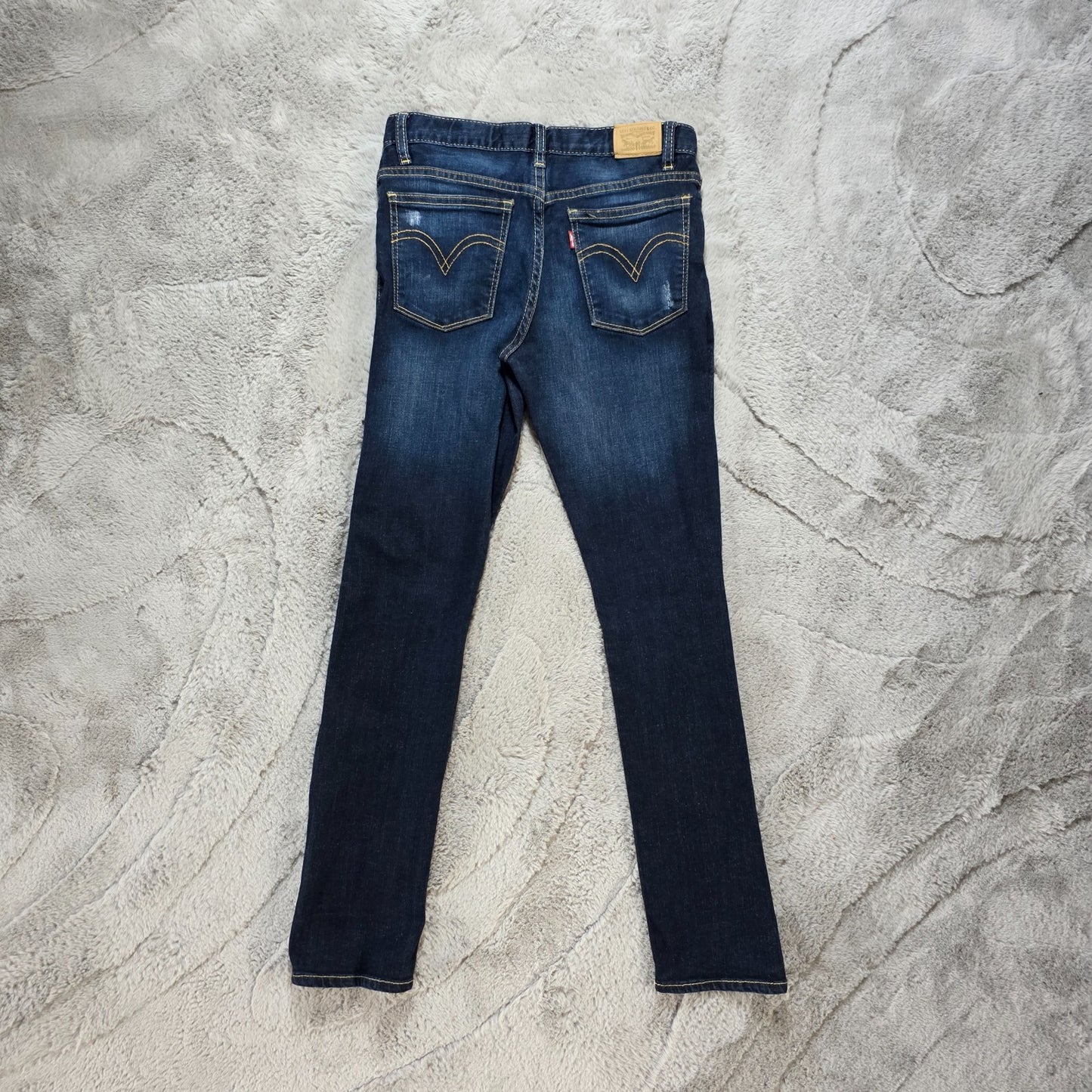Levi’s Girlfriend Jeans Kids Size 12 W25 L27 Blue Distressed Denim Skinny Youth