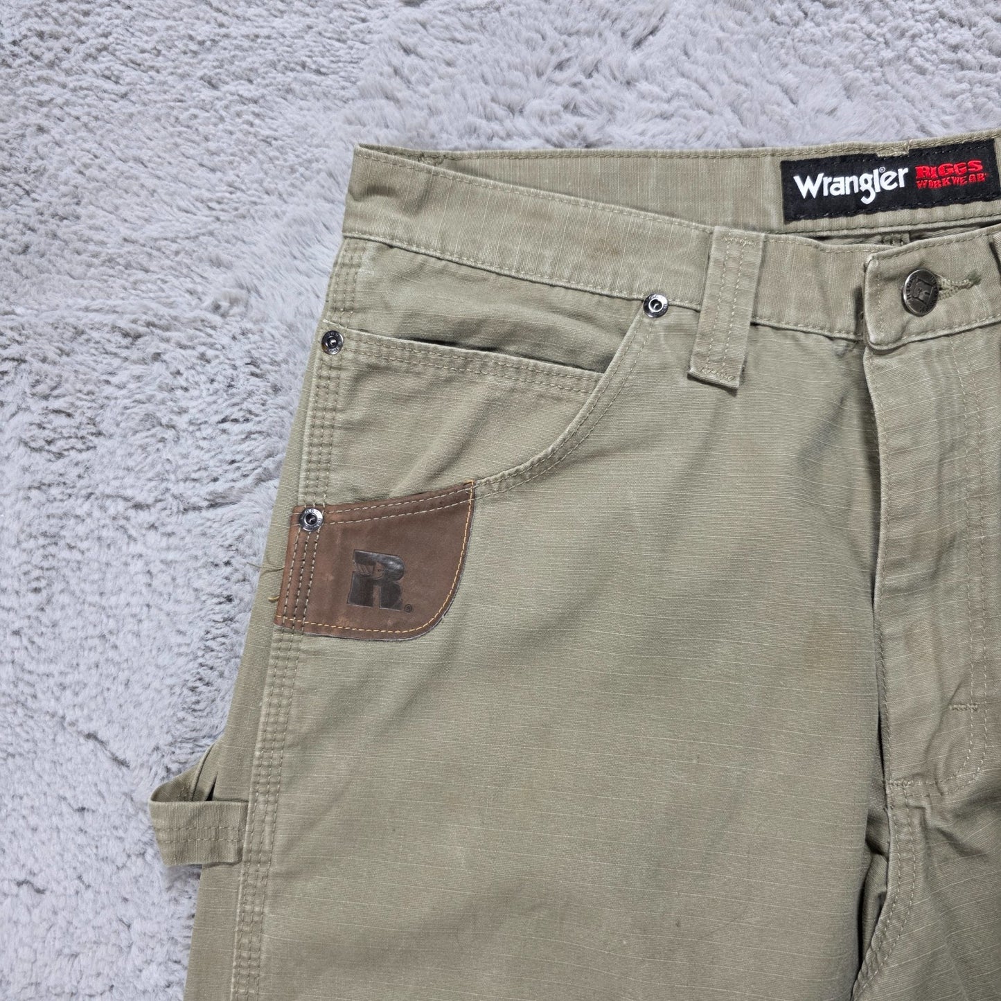 Wrangler Riggs Workwear carpenter trousers khaki-olive W32 L32 mens straight leg