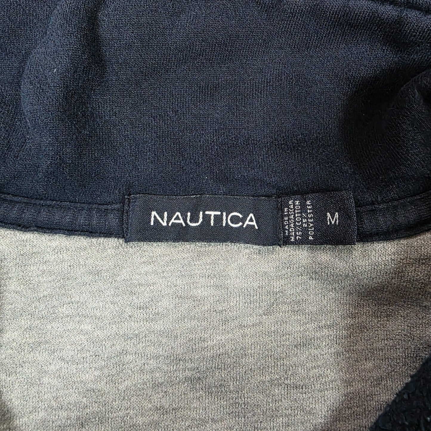Nautica Blue Quarter Zip Sweatshirt Men’s M Pullover Jumper Logo Embroidered
