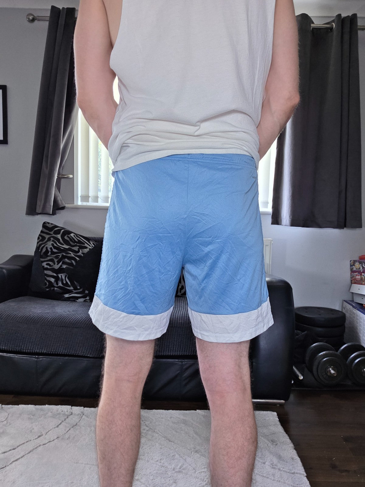 Adidas Aeroready Sports Shorts Blue White Mesh Trim Size M W26 Gym Running Light
