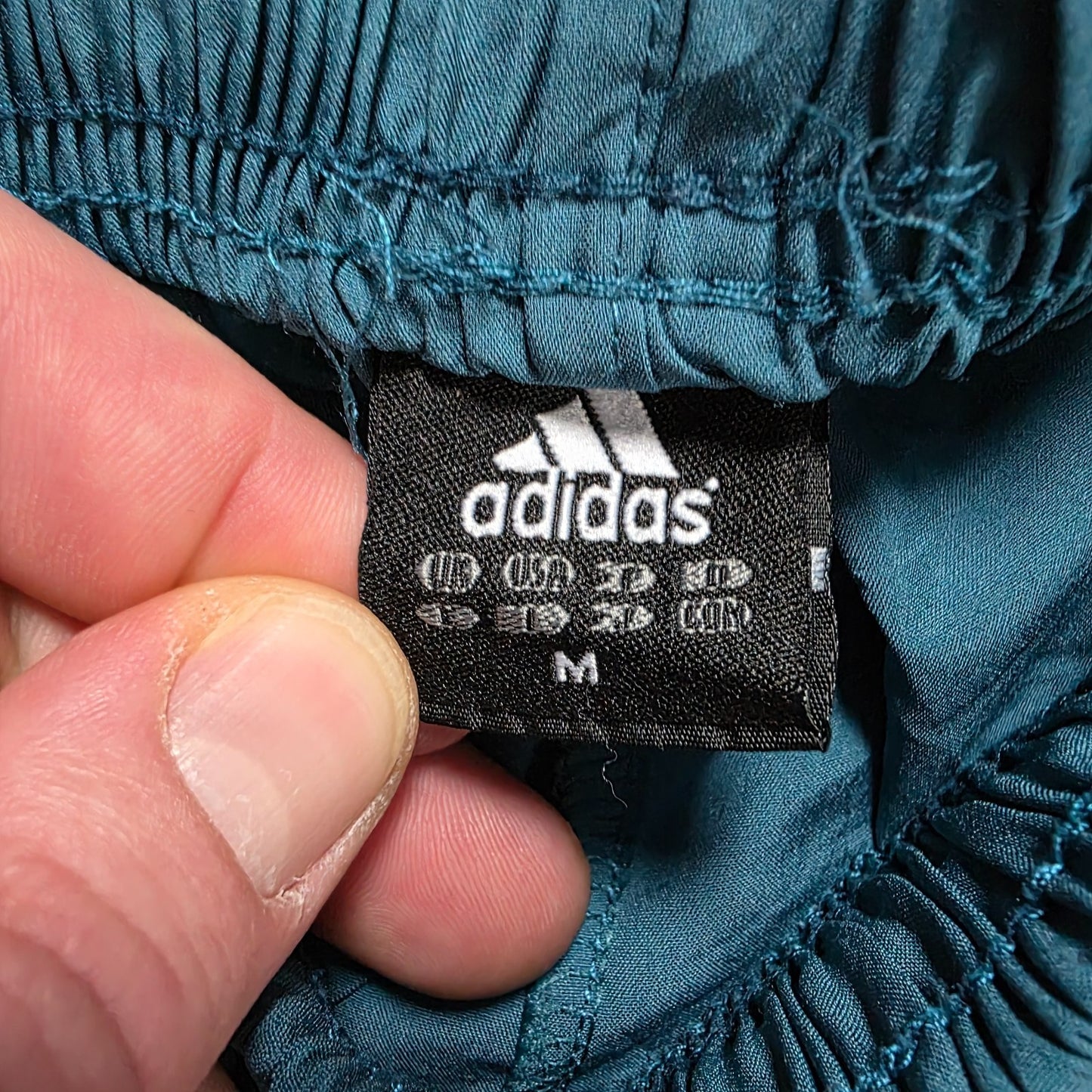 Adidas Teal Sports Shorts W20 Small Fit Zip Pockets 3-Stripes Tagged M