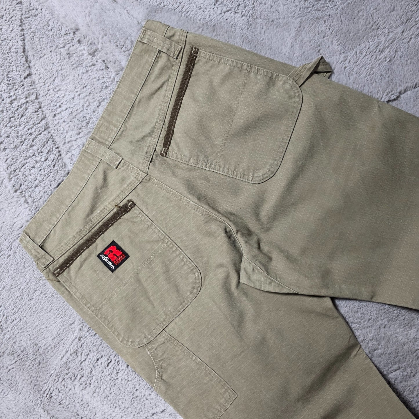 Wrangler Riggs Workwear carpenter trousers khaki-olive W32 L32 mens straight leg