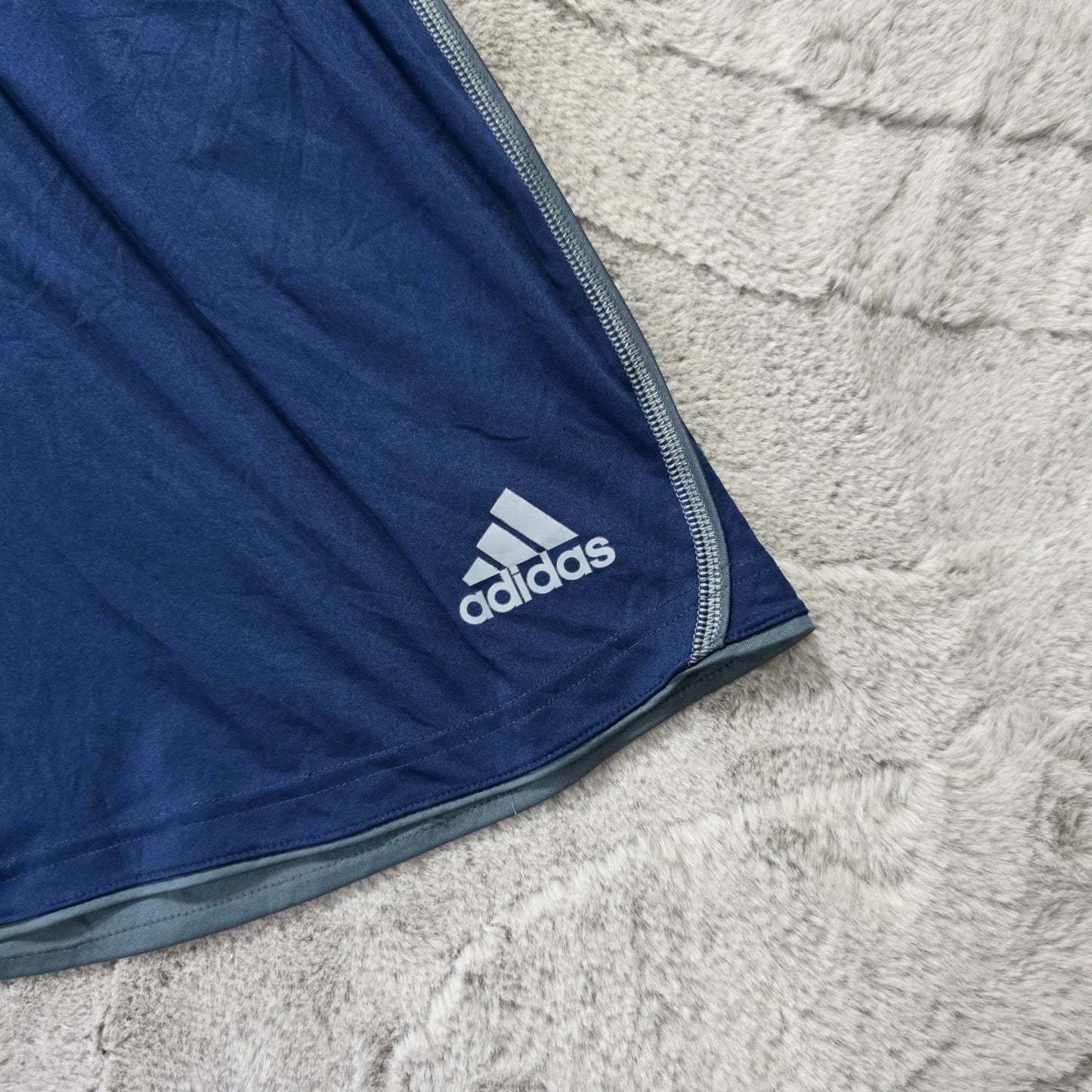 Adidas Climalite Navy Blue Sports Shorts XL W32 Gym Training Zip Detail