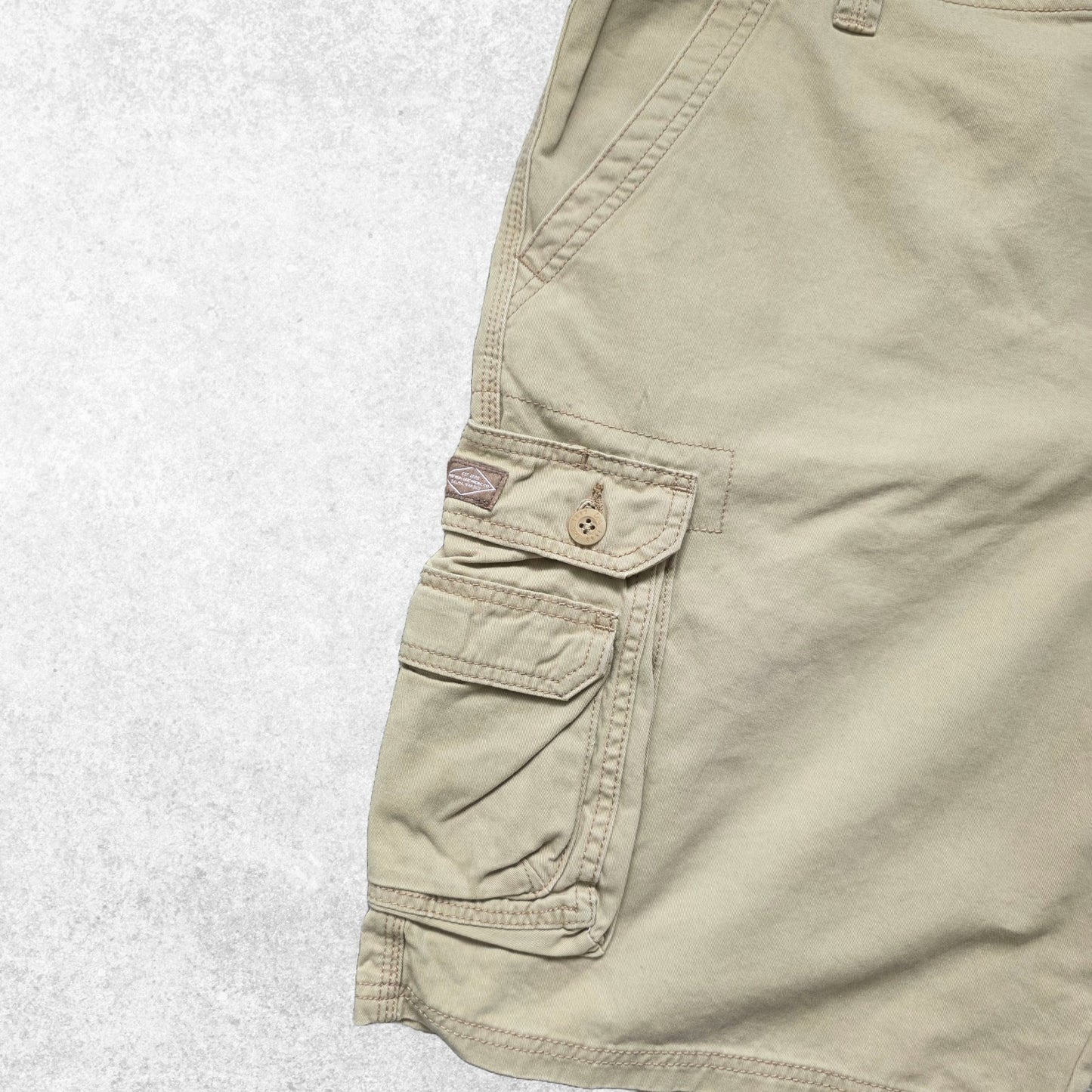 Lee Khaki Cargo Shorts W40 Utility Style 100% Cotton Summer Workwear Fit Beige
