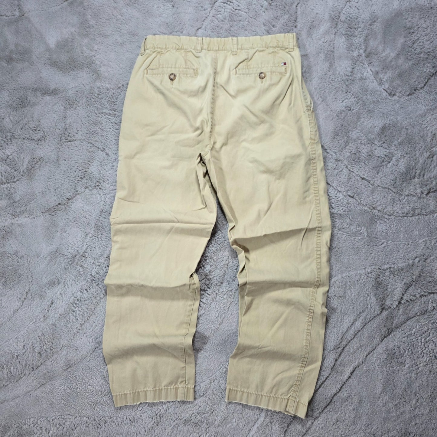 Tommy Hilfiger Beige Chino Trousers W33 L32 100% Cotton Bangladesh Pleated