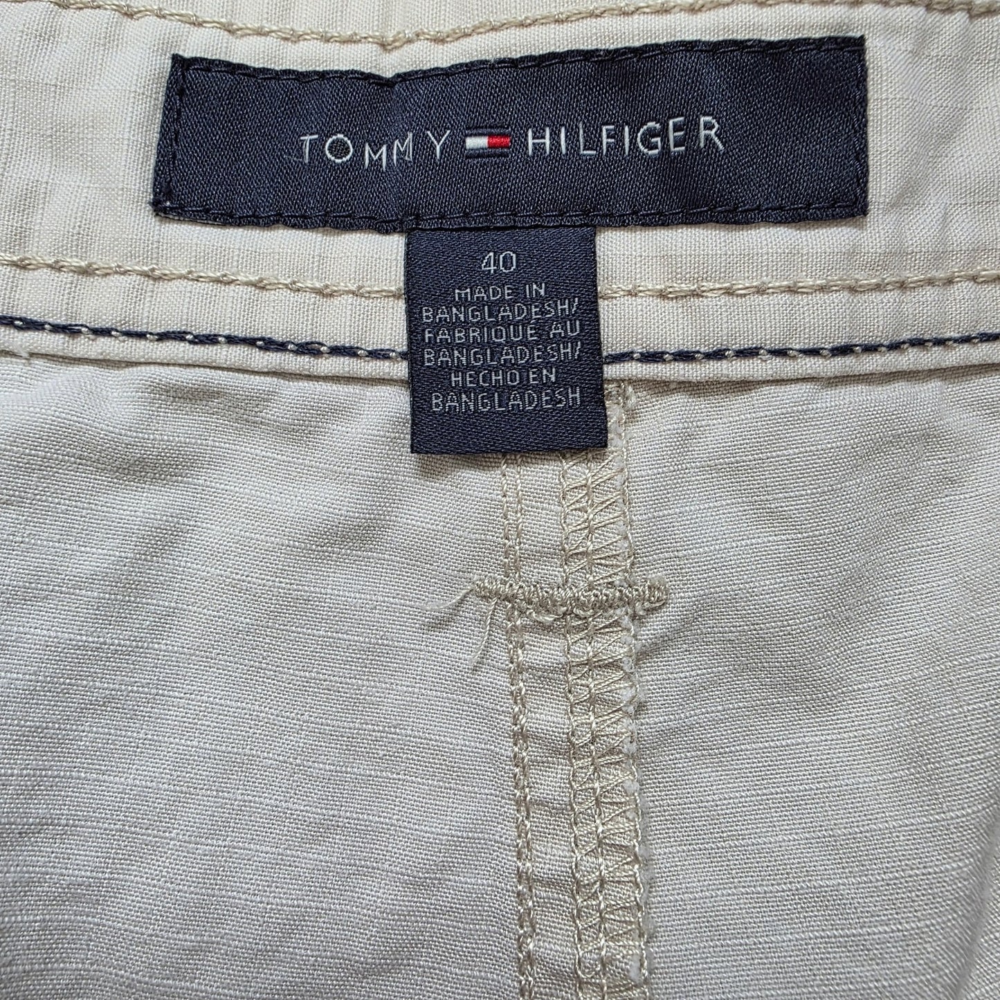 Tommy Hilfiger Cargo Shorts W40 Beige Carpenter Style Ripstop Cotton Summer