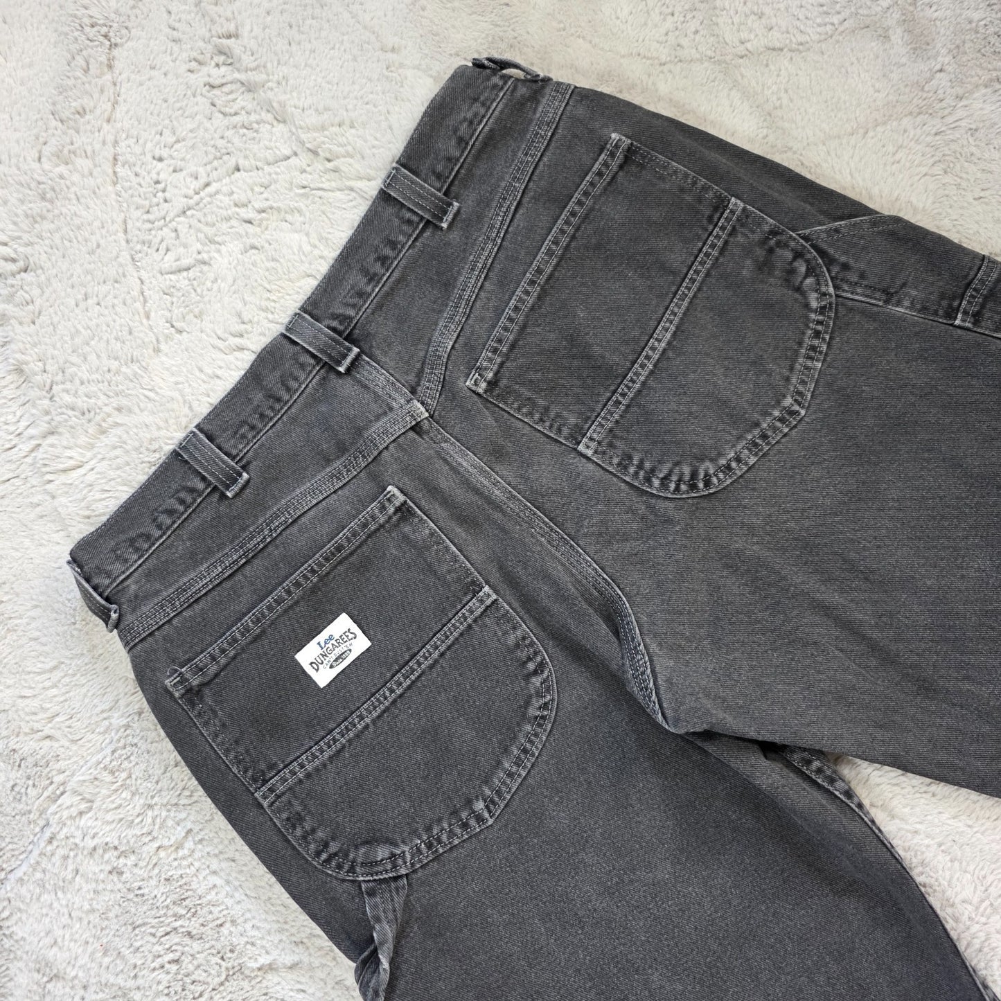 Vintage Lee Dungarees Carpenter Jeans Black W36 L32 Straight Leg USA Made