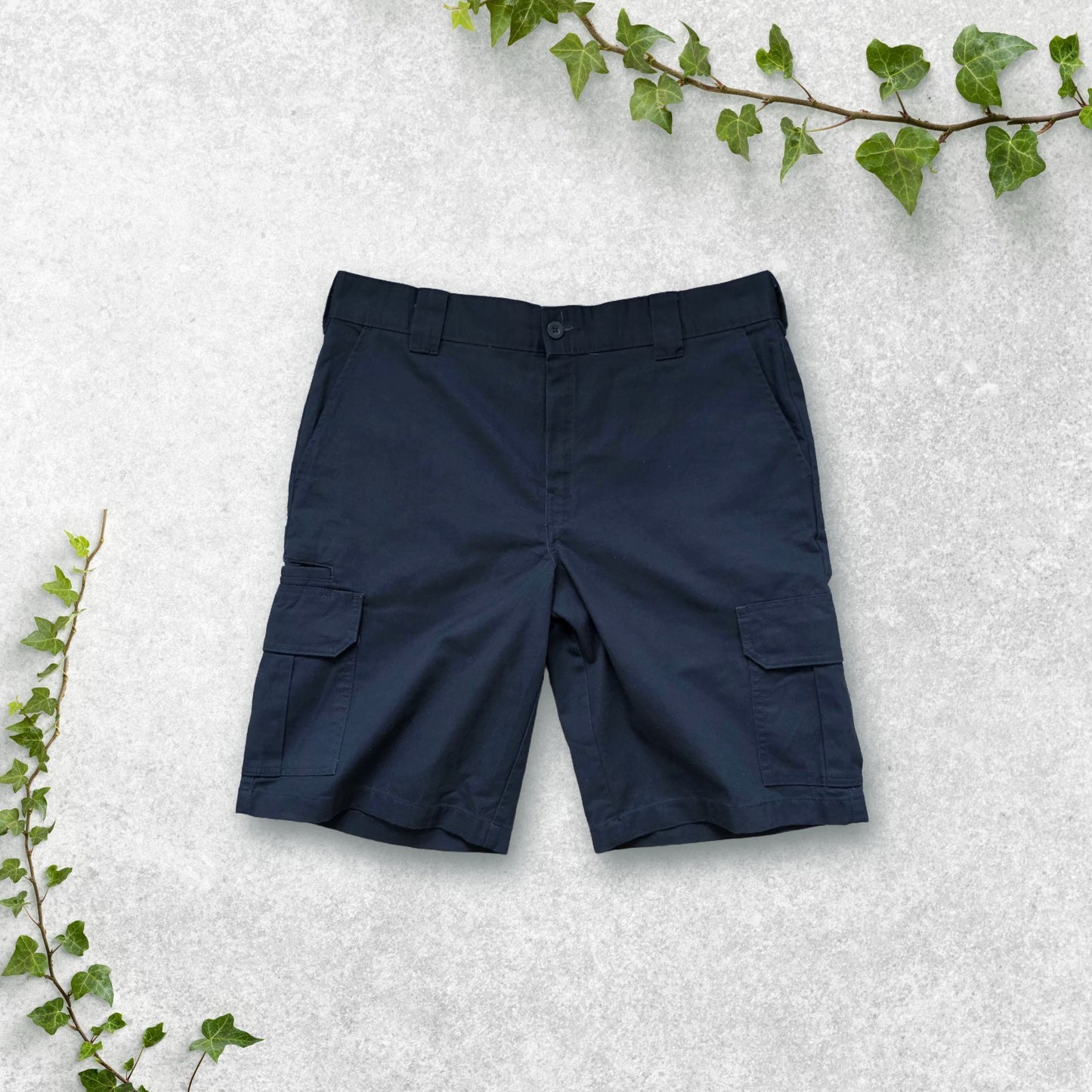 Dickies FLEX Navy Cargo Shorts W36 Regular Fit 65/35 Workwear Utility Men’s