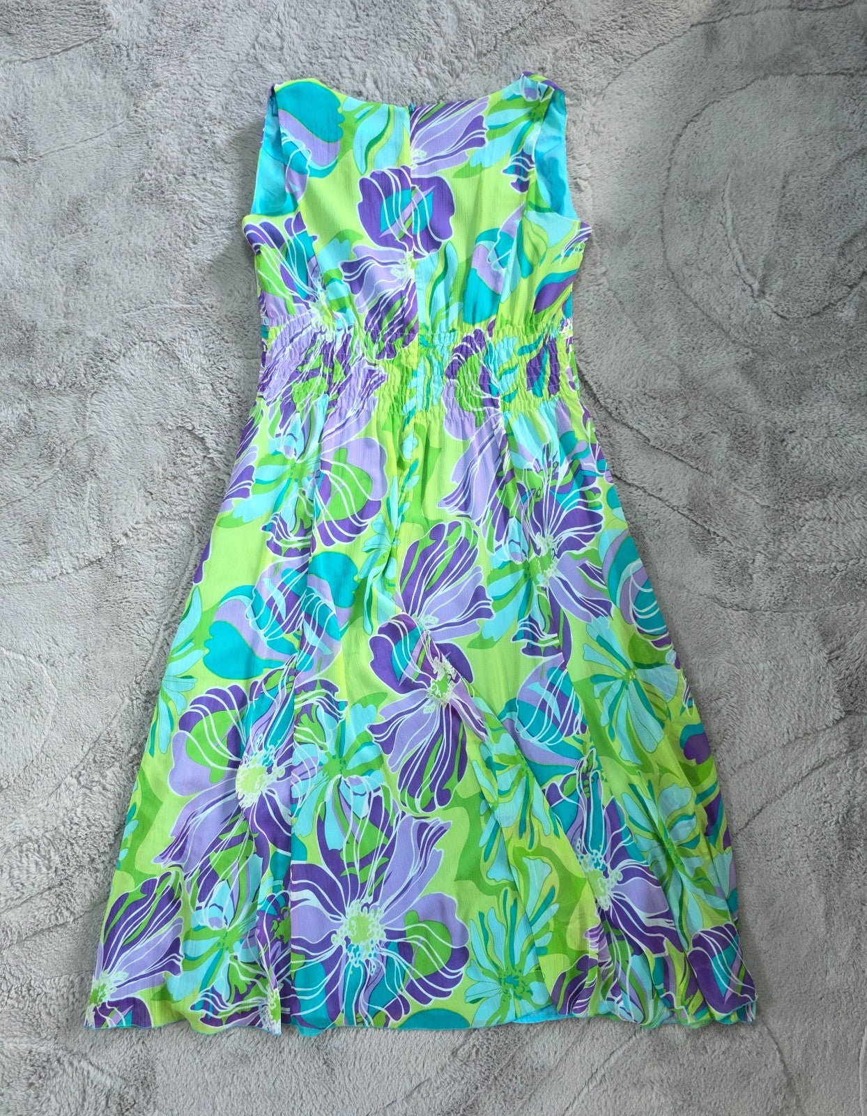 Women’s Selection Maxi Dress Green Purple Floral Bright Zip Back Size 16