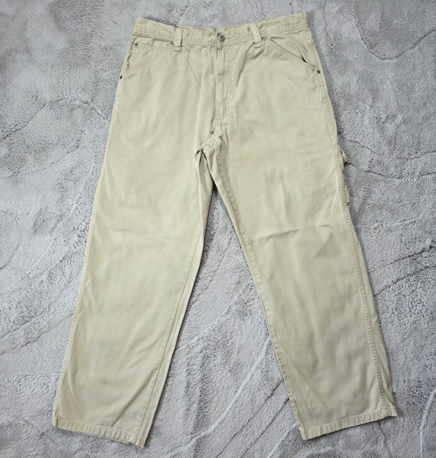 Wrangler Carpenter Jeans Men’s Straight Beige W36 L32 100% Cotton (Made in Egypt