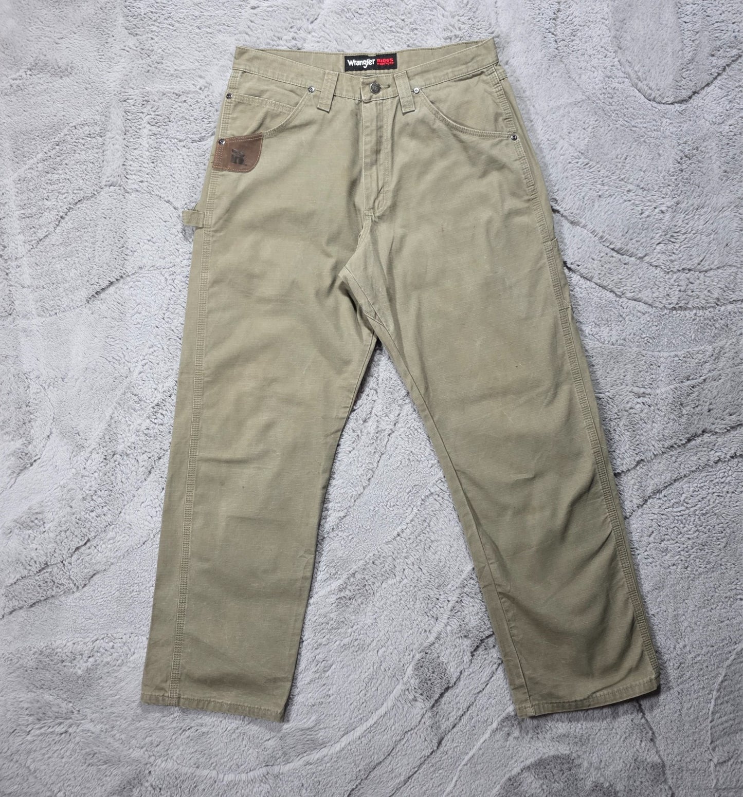 Wrangler Riggs Workwear carpenter trousers khaki-olive W32 L32 mens straight leg