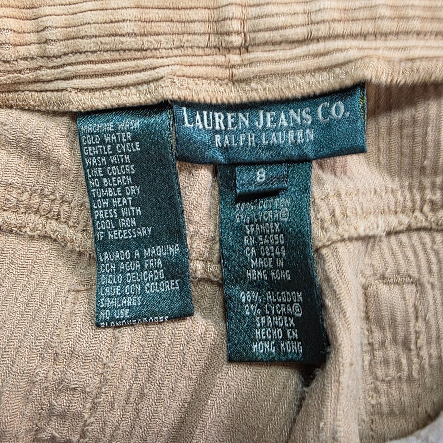 Lauren Ralph Lauren Beige Corduroy Trousers W29 UK 10 Size 8 US Stretch Cord Pan