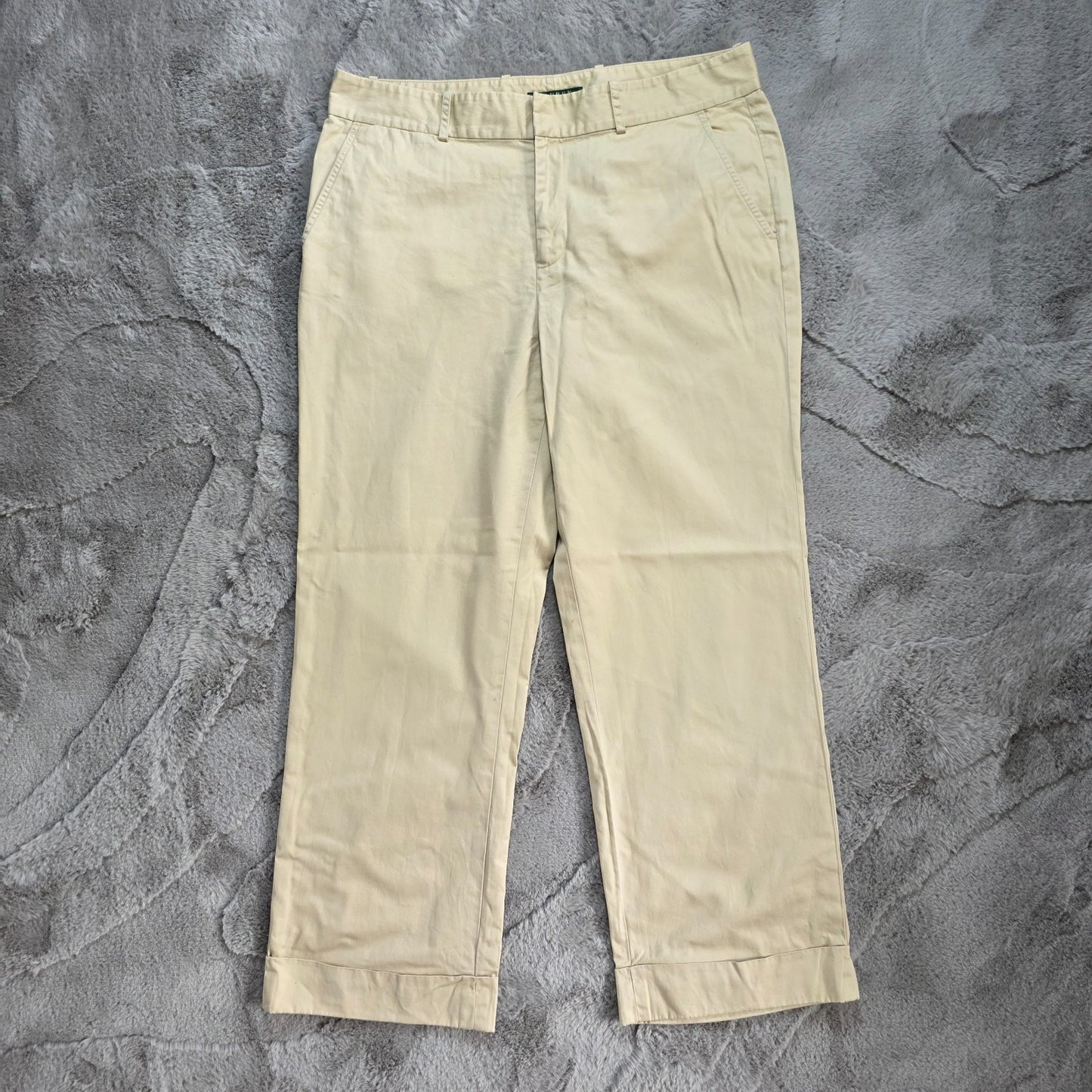 Lauren Ralph Lauren Beige Cotton Trousers US 8 (UK 12) W32 L26 Cropped Chinos