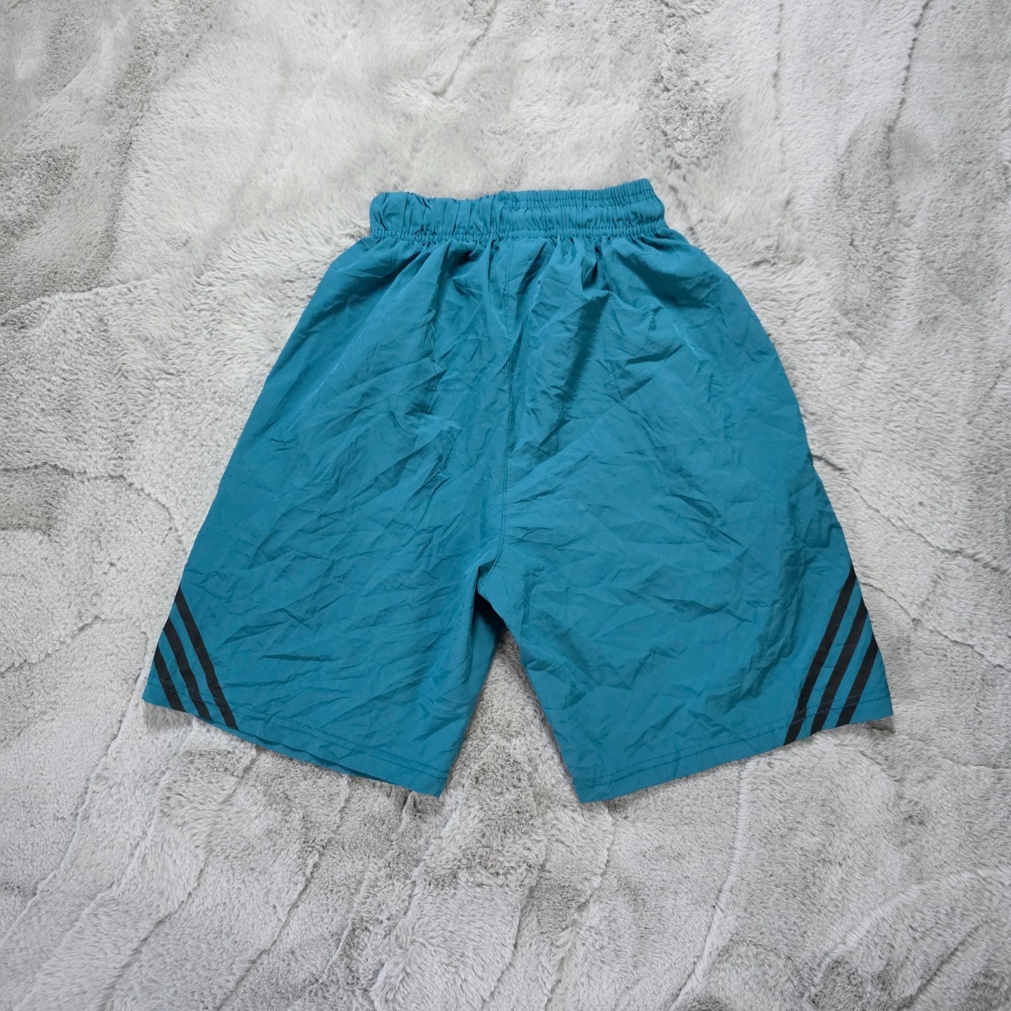 Adidas Teal Sports Shorts W20 Small Fit Zip Pockets 3-Stripes Tagged M