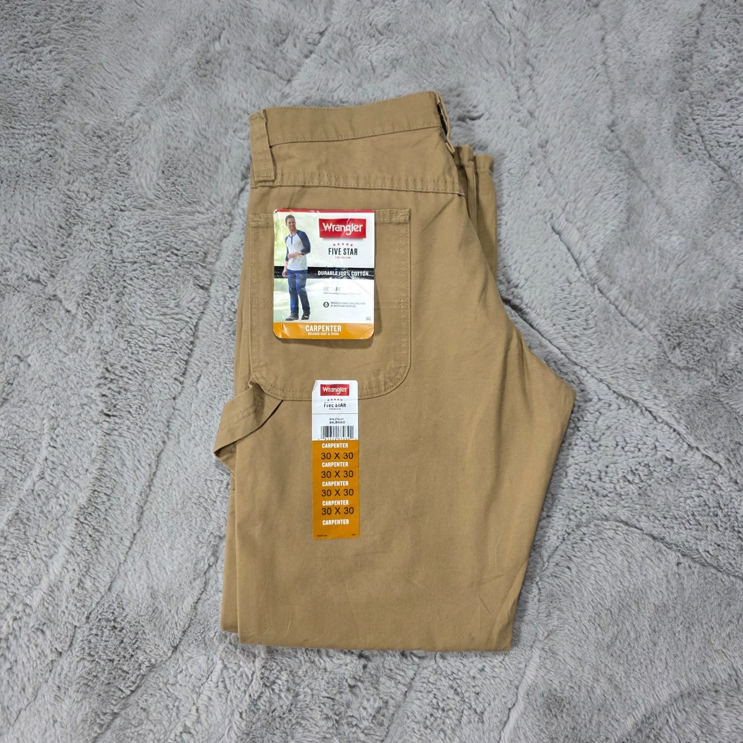 Wrangler Carpenter 94LSWAO Jeans Men’s Straight Brown W30 L30 100% Cotton NWT
