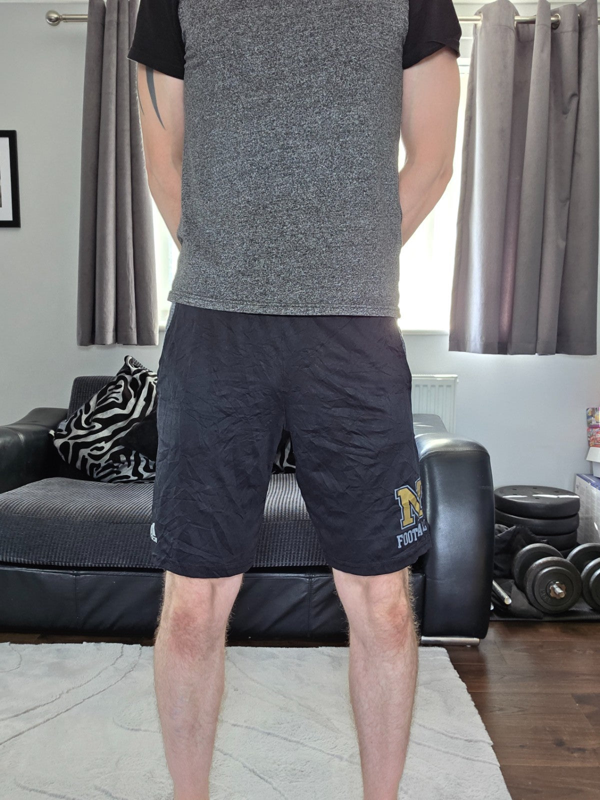 Adidas Climacool Black & Grey "N Football" Shorts Size M W28 Sports Gym Mesh Men