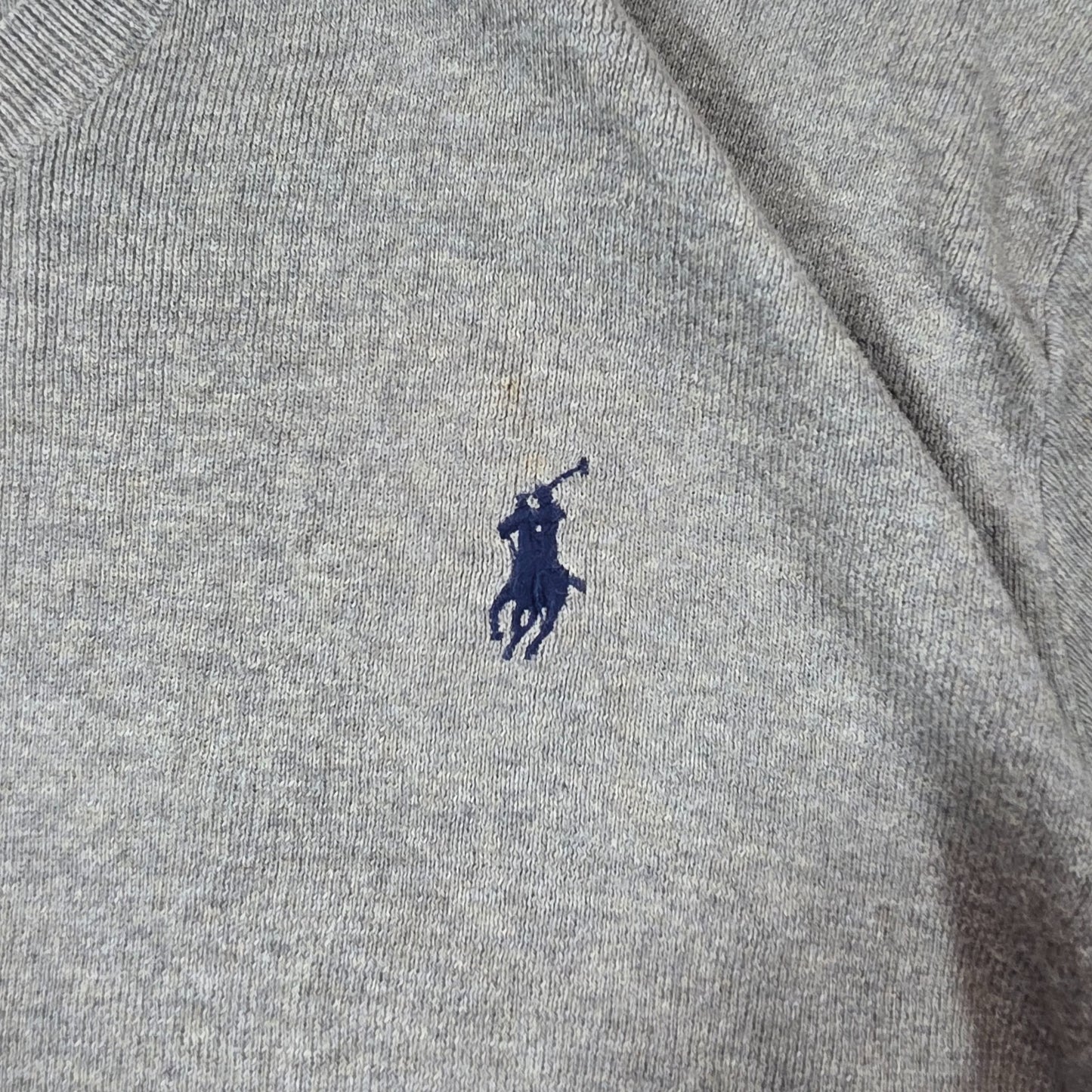 Polo Ralph Lauren Grey V-Neck Jumper ๐ Menโs S Pima Cotton Pullover Sweater