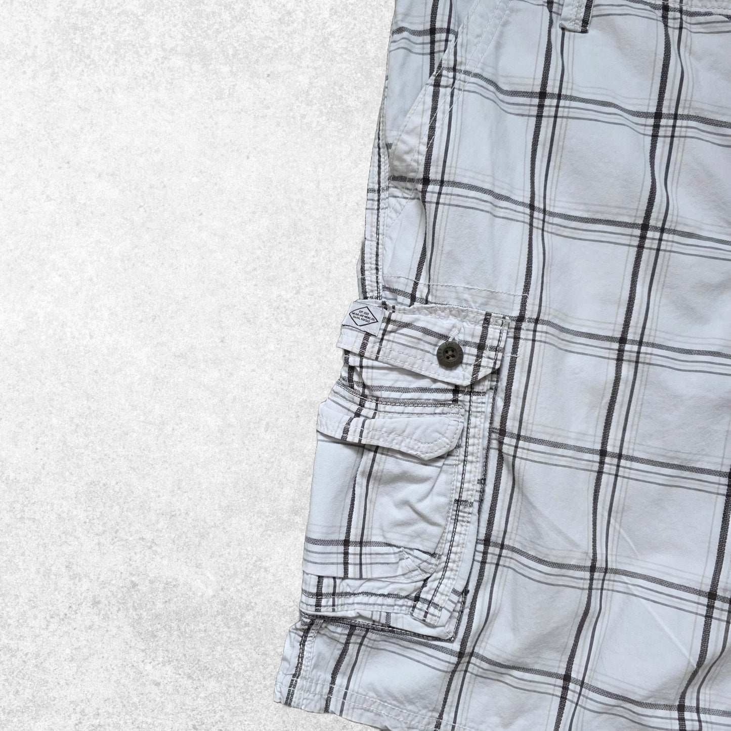 Lee Checked Cargo Shorts W40 White Grey Cotton Summer Utility Pockets