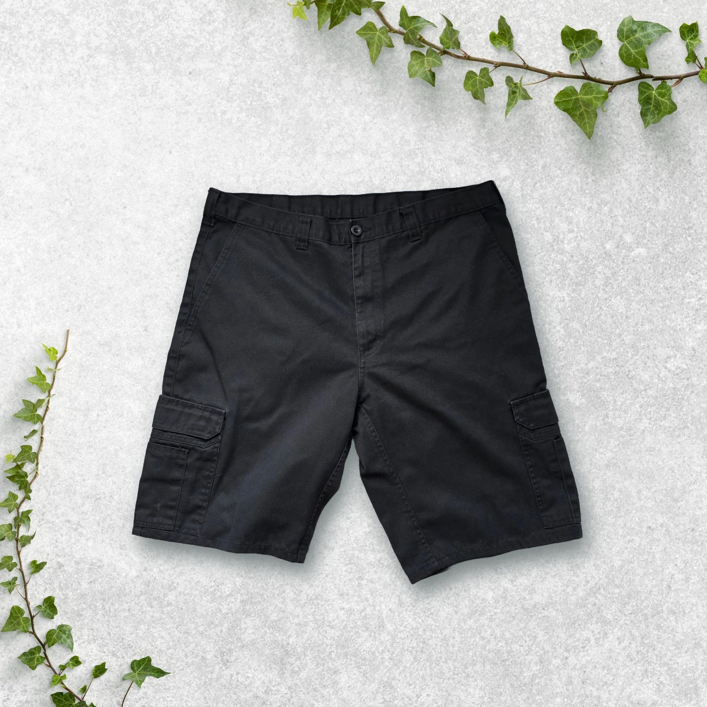 Dickies Black Cargo Shorts W38 Utility Workwear Style Inseam 12β Poly Cotton